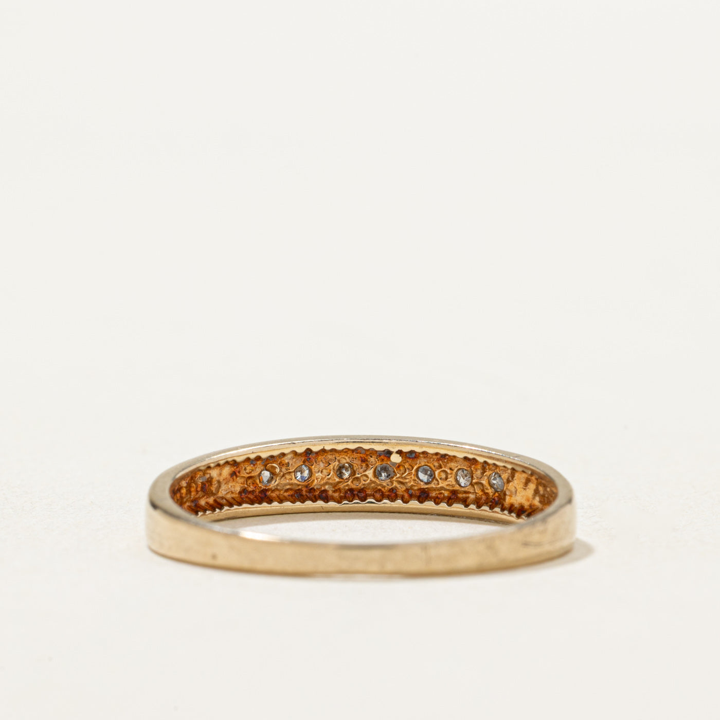 10K Gold Semi Eternity Diamond Ring - 0.035ctw Round Cut Stones, Size 7 | Perfect for Anniversary Gifts, Engagement Rings & Special Occasions