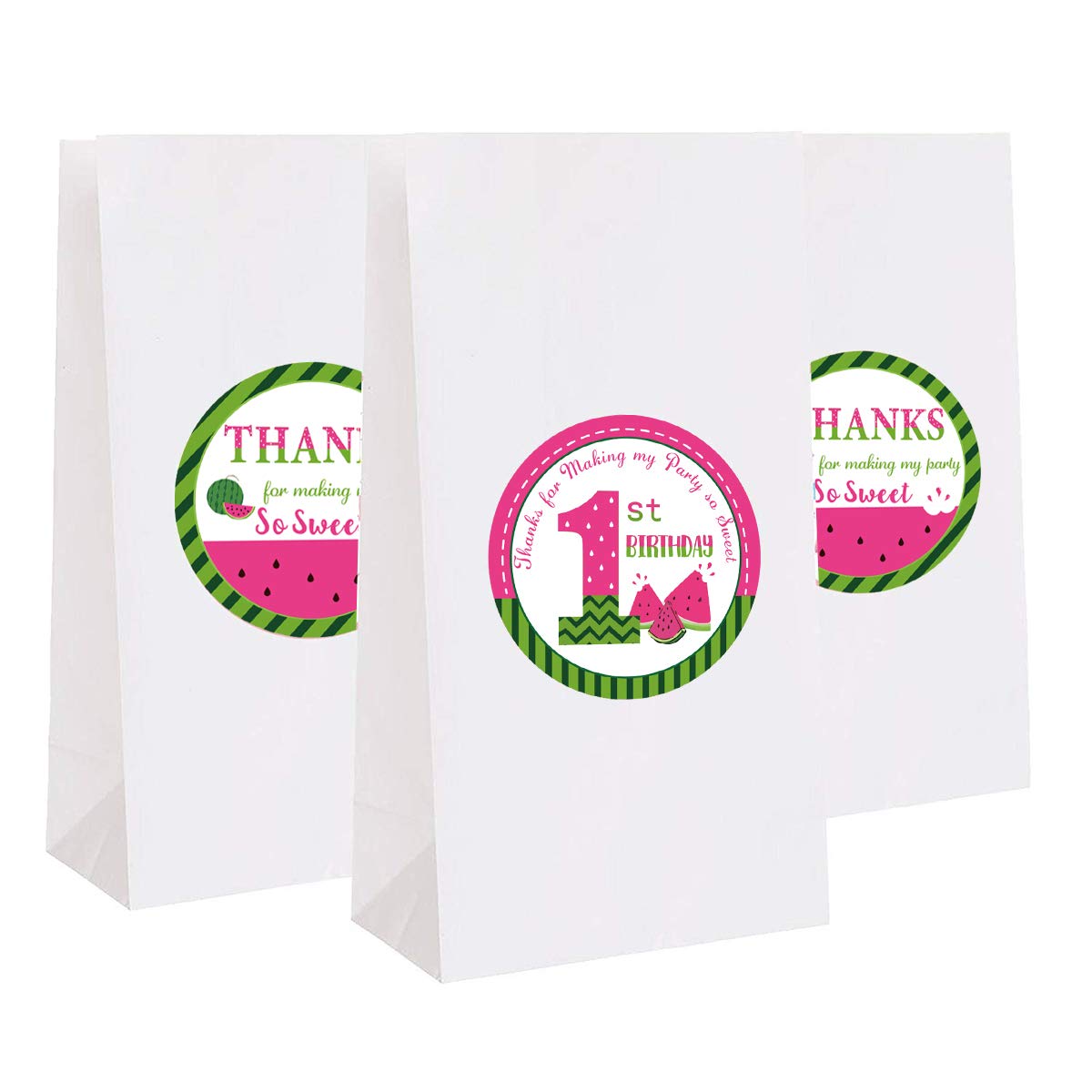 Watermelon Thank You Sticker Labels - 48 Pack for Party Favors, Envelopes & 1st Birthday Decorations | Cute Summer Party Supplies, Baby Shower Gifts & DIY Craft Scrapbooking