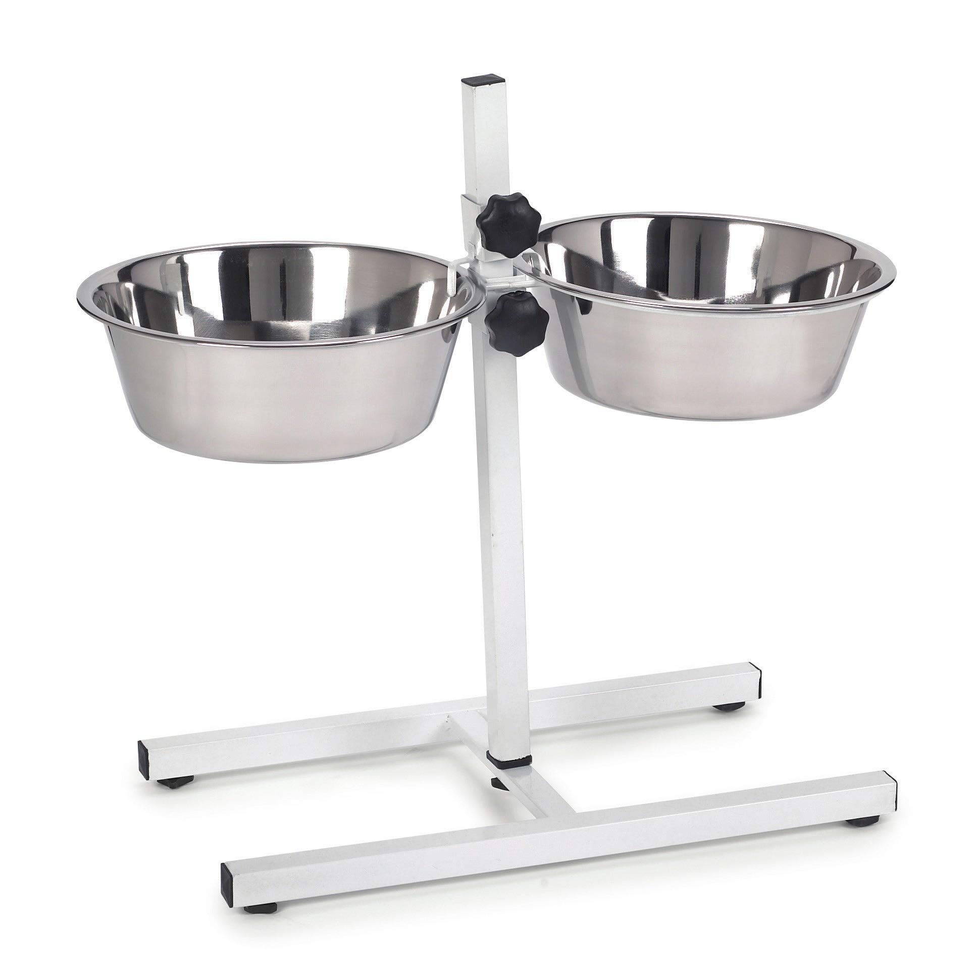 Proselect Stainless Steel Adjustable Height Dog Bowls - 2 Pack Non-Slip Pet Food & Water Dishes for Small Medium Large Dogs - Perfect for Indoor, Outdoor & Travel Use