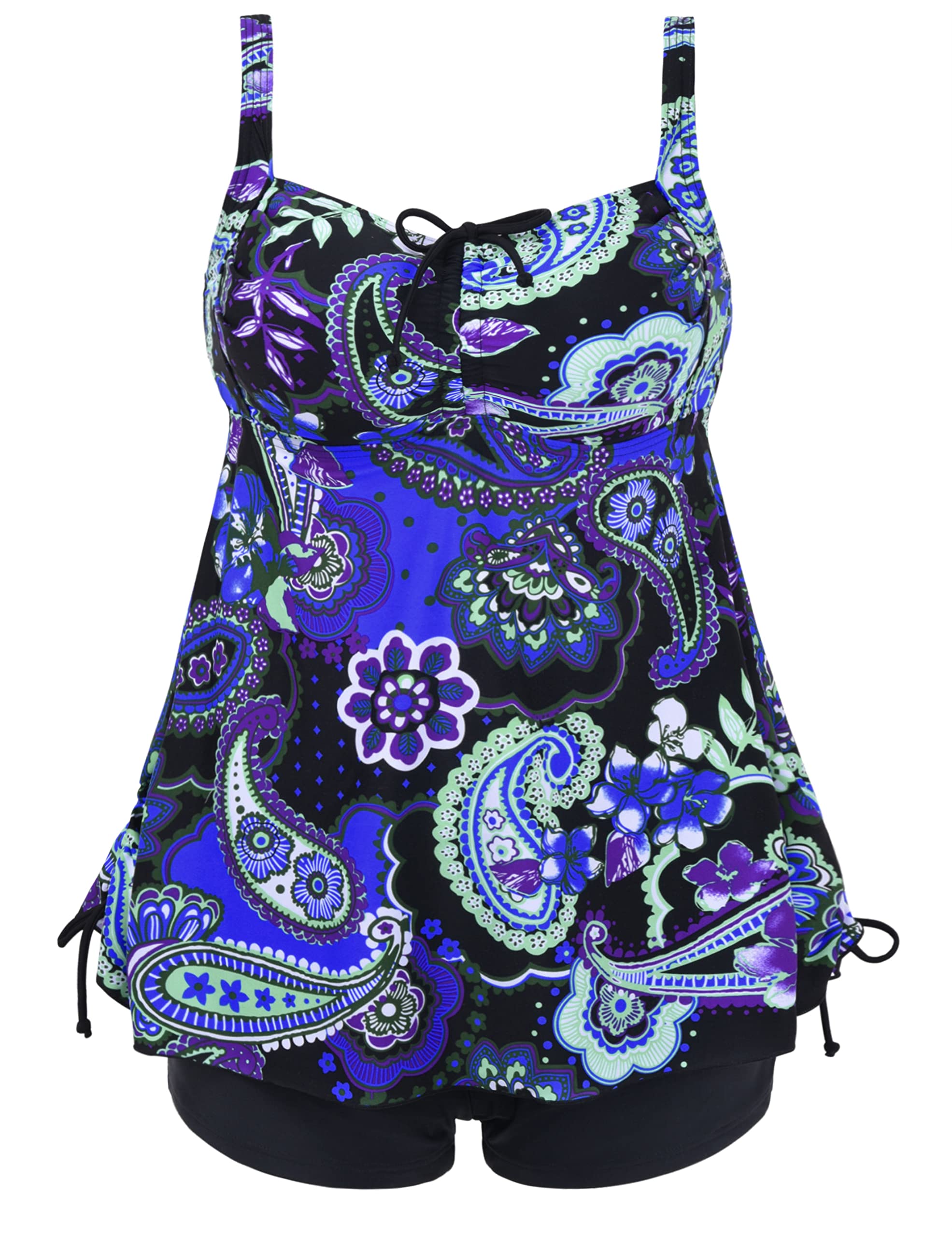 Plus Size Paisley Print Tankini Swimsuit for Women - Beach & Pool Wear