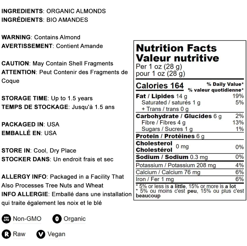 Organic California Almonds, 16 Pounds – Non-GMO, Whole, Unsalted, Unroasted, Keto, Vegan | Bulk Raw Almonds Rich in Vitamin E & Protein | Perfect for Snacking, Almond Milk, Butter, Baking, Desserts, Trail Mix & Healthy Recipes
