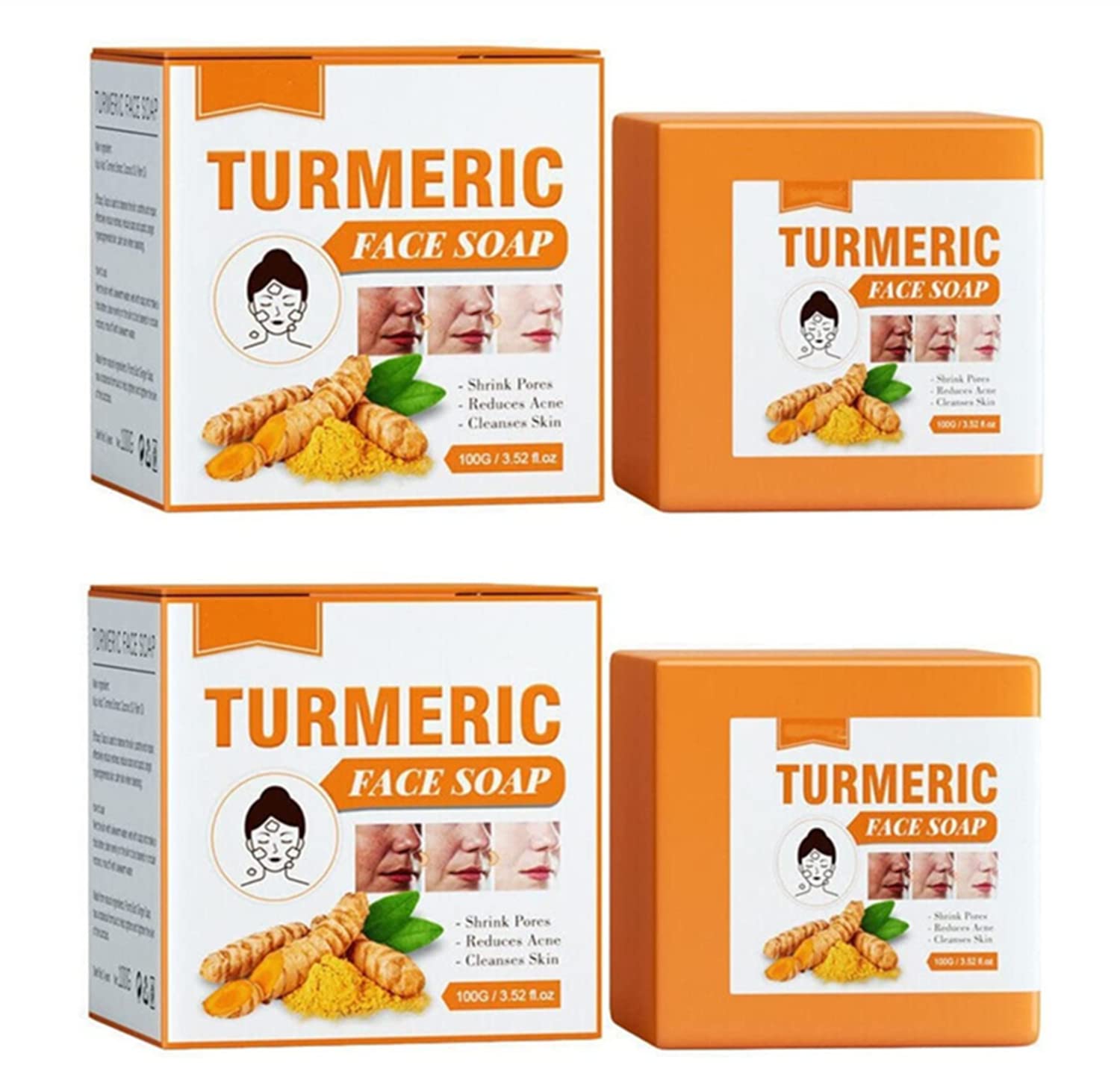 Organic Ginger Turmeric Soap for Skin Brightening - Dark Spot & Acne Treatment, Lymphatic Detox Soap (2 Pack) - Natural Glow for Face & Body, Perfect for Daily Skincare & Spa Routine