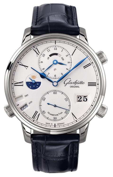 Glashutte Original Senator Cosmopolite White Gold Men's Watch - Luxury Automatic Timepiece with World Time & Moon Phase for Business & Formal Occasions