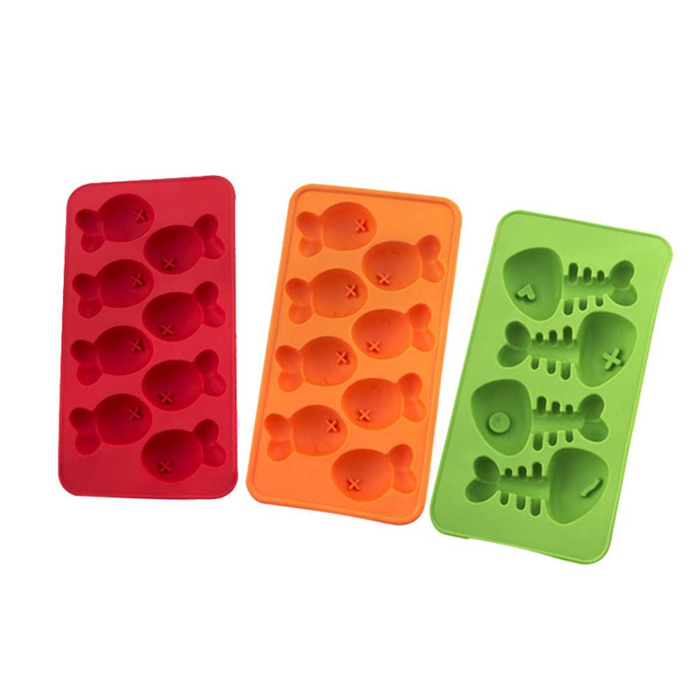 DOITOOL Fishbone Silicone Ice Cube Tray - Reusable Popsicle Maker & Lolly Molds for Cocktails, Drinks, and Party Decor (Random Color) - BPA Free Flexible Silicone Mold for DIY Ice Cubes and Frozen Treats