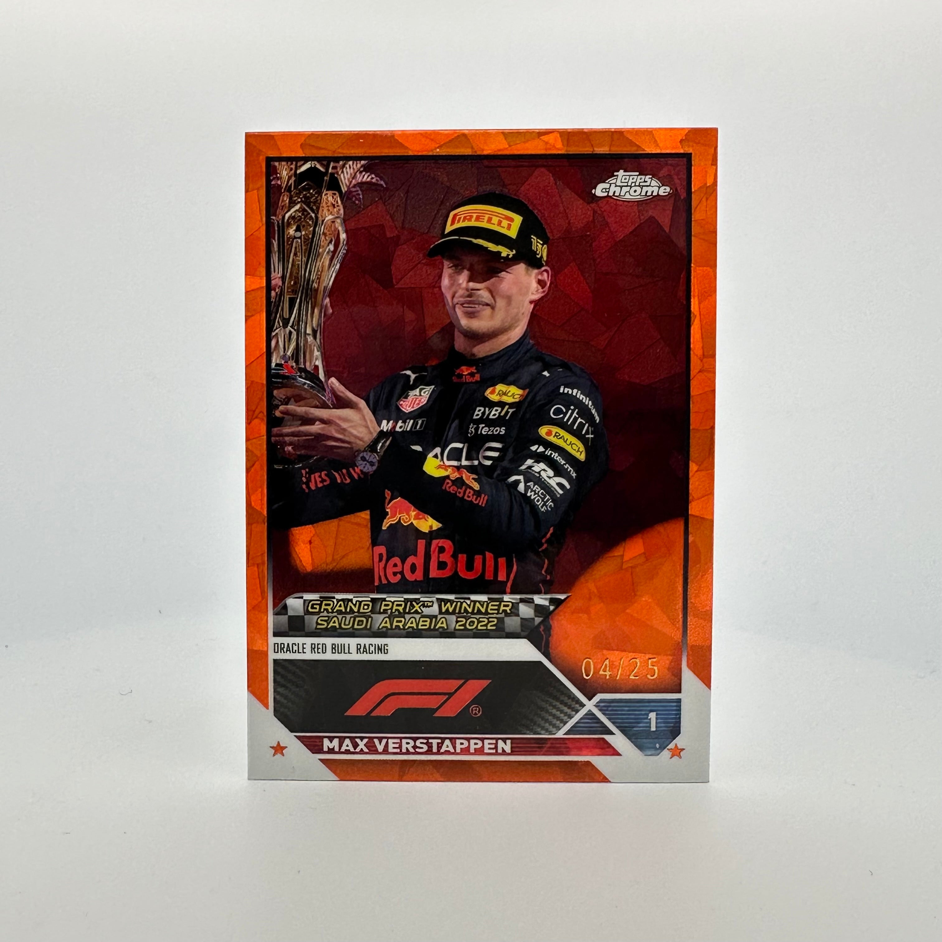 2023 Topps Chrome Sapphire Max Verstappen #145 Orange Parallel - Limited Edition F1 Racing Card for Collectors & Fans - Perfect for Trading, Display & Memorabilia Collections