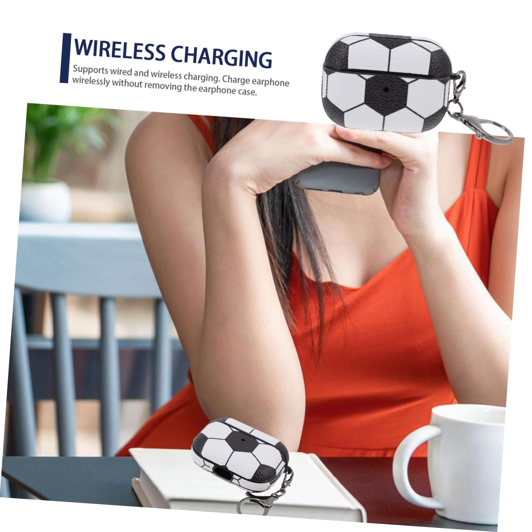 BESTonZON Wireless Earbuds Case - Durable PC Protective Cover for Football Design, Mini Size, Shockproof & Scratch Resistant - Perfect for Sports, Travel, and Everyday Use