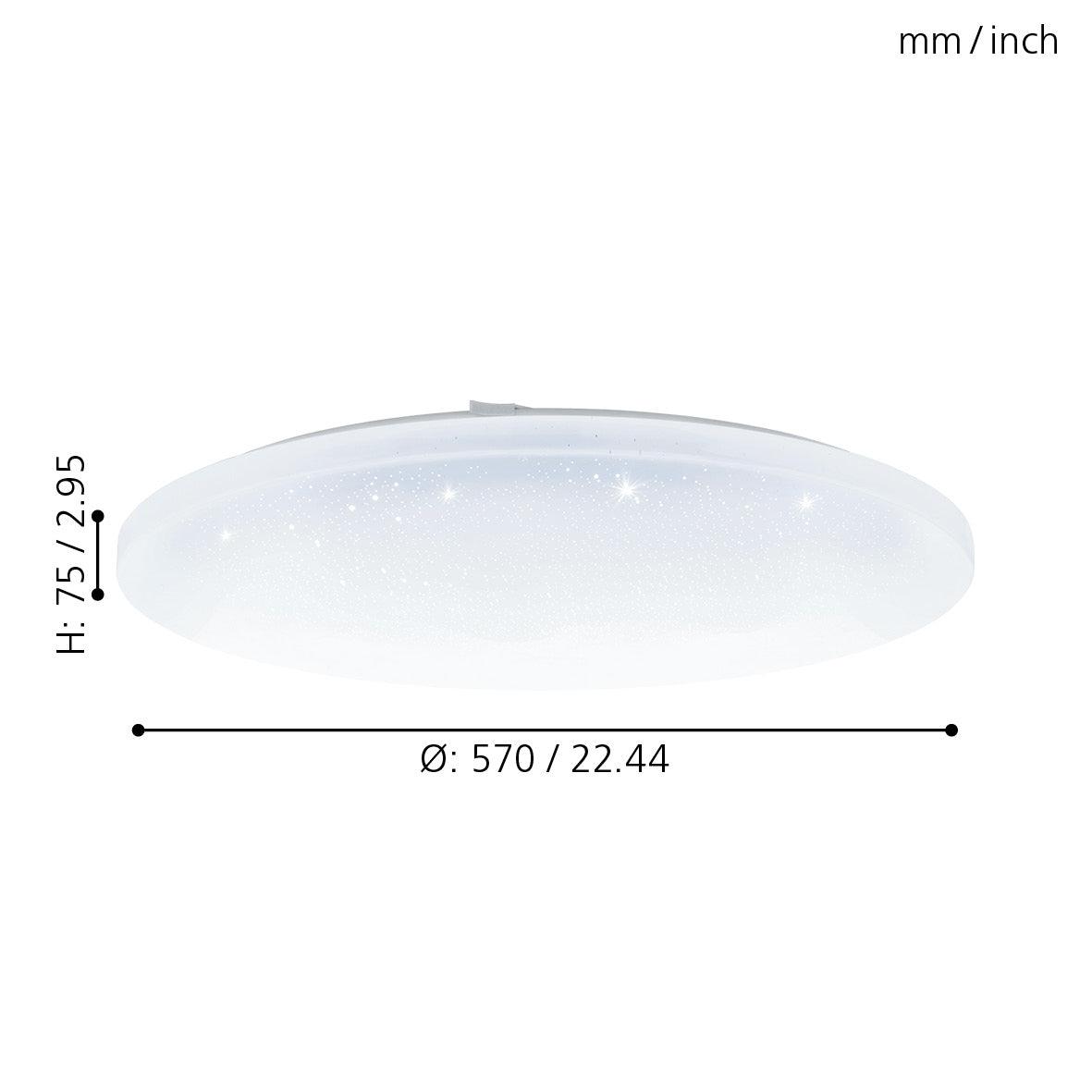 Eglo Frania 22.4 Inch Round White LED Flush Mount Ceiling Light - Modern Energy-Efficient Lighting for Bedroom, Kitchen, Living Room