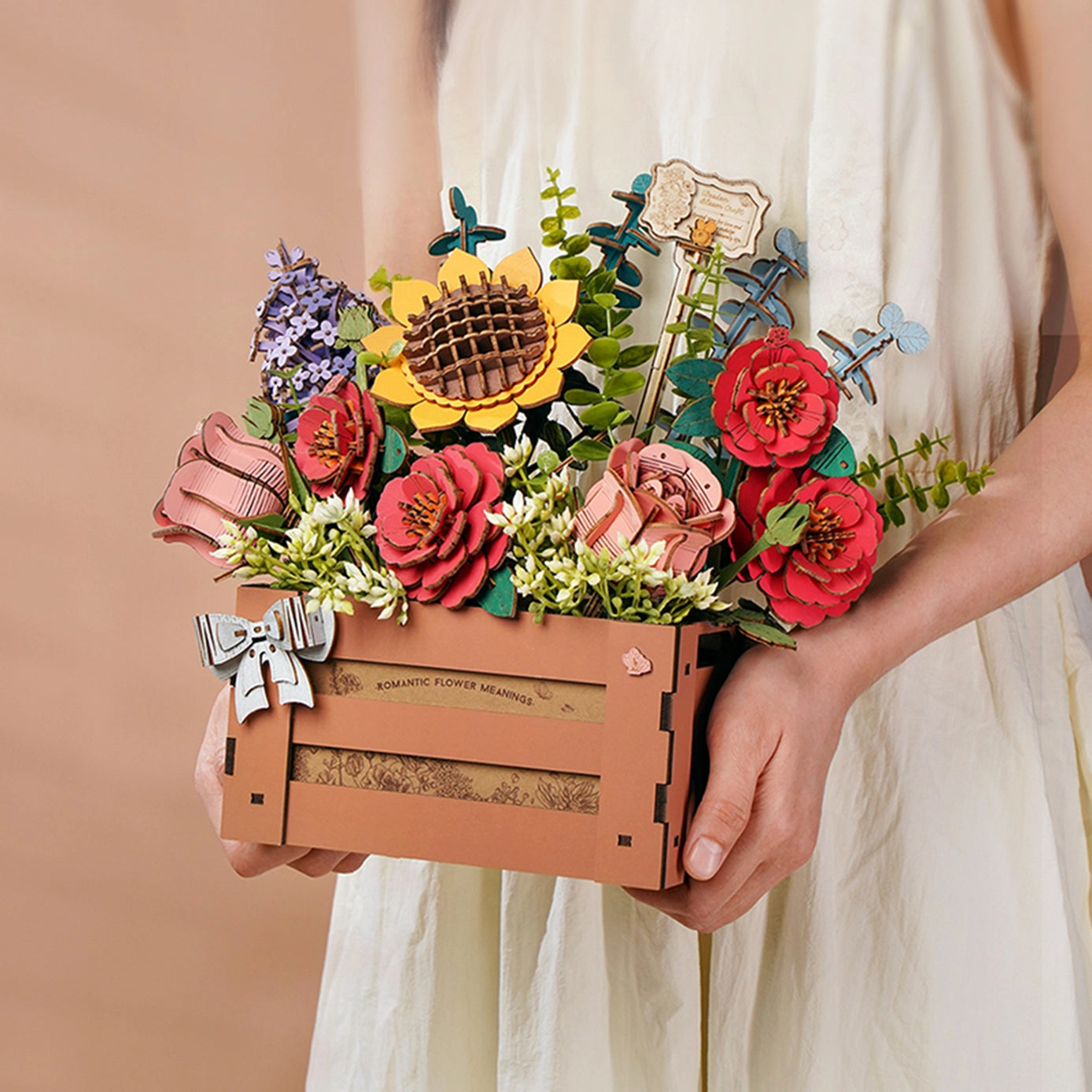 3D Flower Puzzle Wooden Bloom Box - DIY Wooden Puzzle Kit for Adults & Teens - Creative Home Decor & Gift Idea for Birthdays, Valentine's Day, Mother's Day