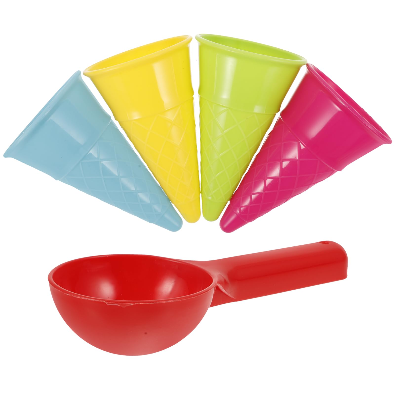 Kisangel 5-Piece Plastic Ice Cream Cone Set - Sand Play Toys for Kids, Beach Sandbox Toys, Pretend Play Ice Cream Cups - Perfect for Outdoor Play, Birthday Parties & Summer Activities