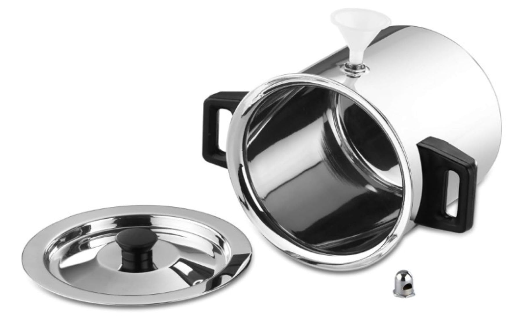 Premium 2.5L Stainless Steel Milk Boiler Pot with Whistle & Funnel - Silver Polished Finish for Tea, Coffee & Hot Beverages - Perfect for Home Kitchen & Cafe Use