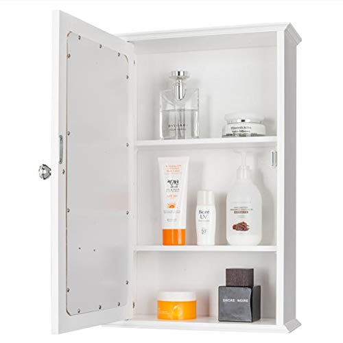 Wall Mounted Single Door Bathroom Medicine Cabinet with Mirror - Perfect for Small Spaces, Vanity Storage & Bathroom Organization