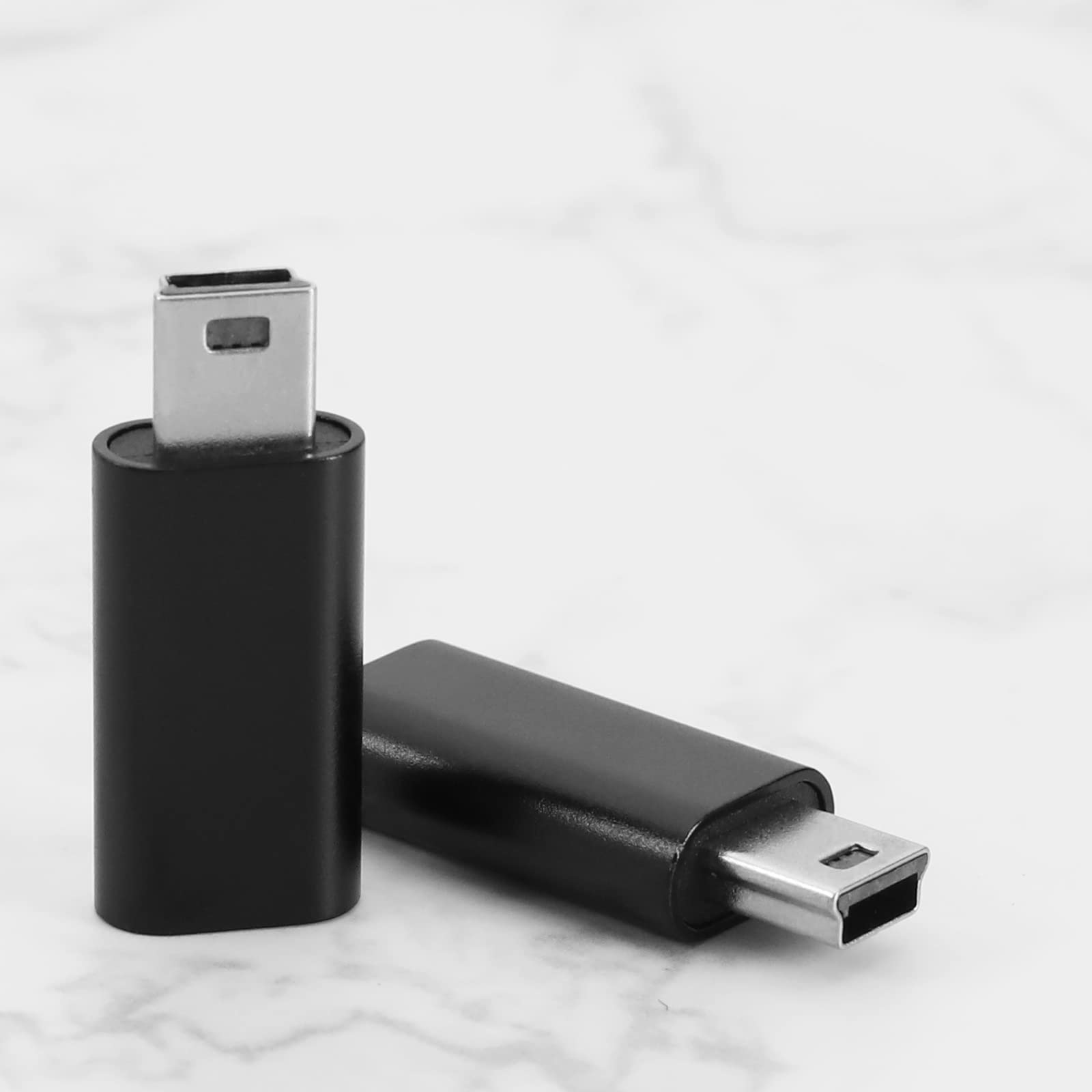 2-Pack USB Type C to Mini USB Male Adapter - USB C to Mini B Converter for Laptops, Tablets, GPS Navigation - Compatible with MacBook, Samsung, Garmin (Black)
