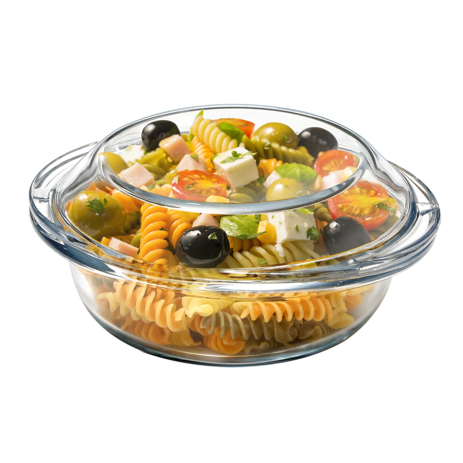 14OZ Mini Glass Casserole Dish with Lid - 5.9 Inch Oven & Microwave Safe Bakeware with Handles - Perfect for Baking, Roasting & Meal Prep
