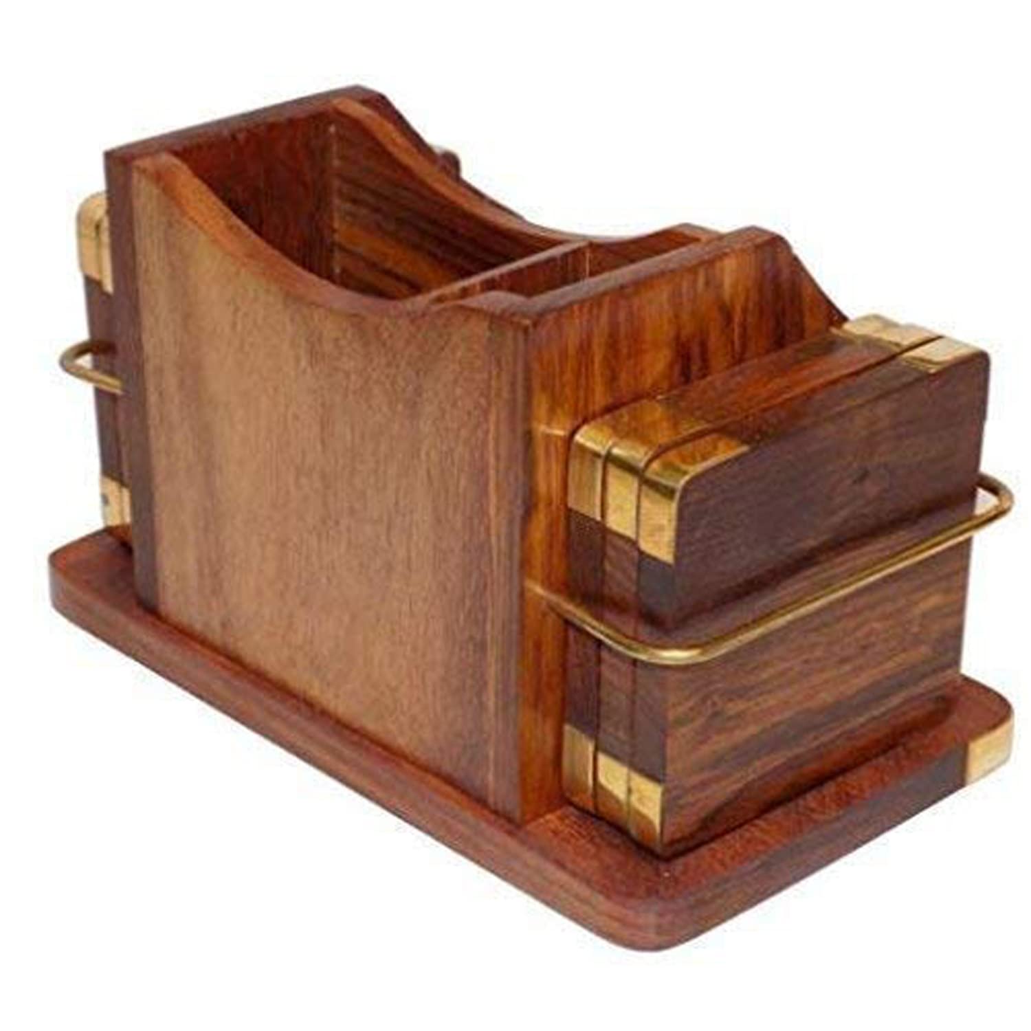 CRAFTCASTLE 6-Pack Wooden Drink Coasters Set - Natural Wood Table Coasters for Coffee, Tea, Beer & Wine Glasses - Perfect for Home, Office & Bar Use