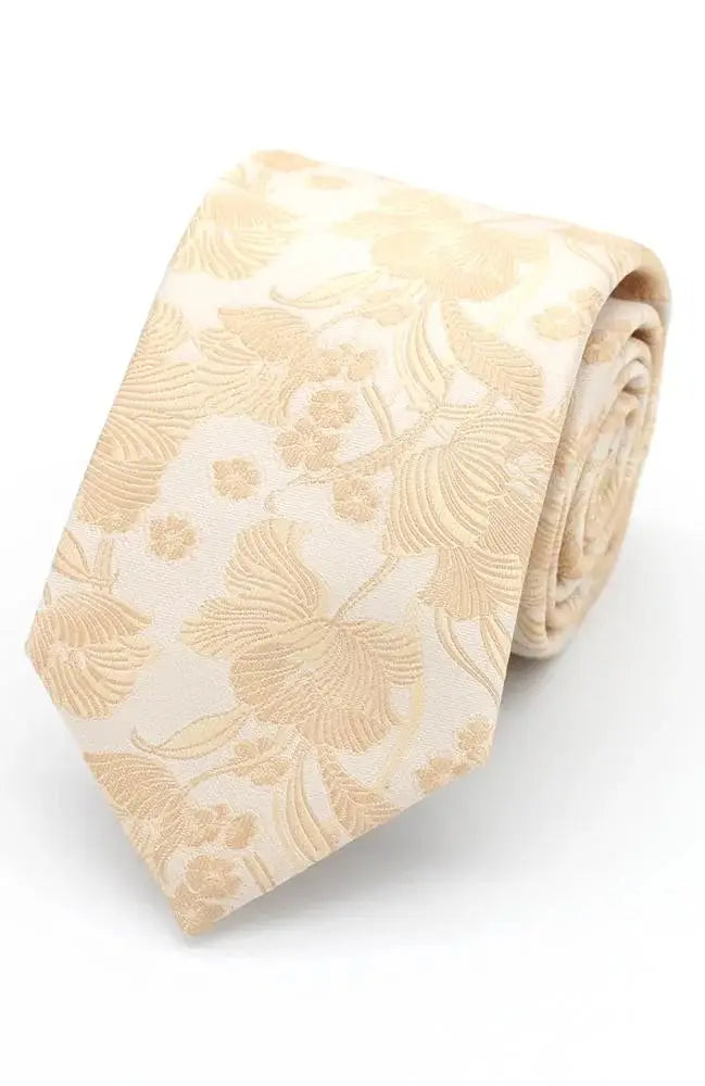 LA Smith Structured Floral Tie for Men - Elegant Silk Necktie with Floral Pattern - Perfect for Weddings, Business Meetings & Formal Occasions