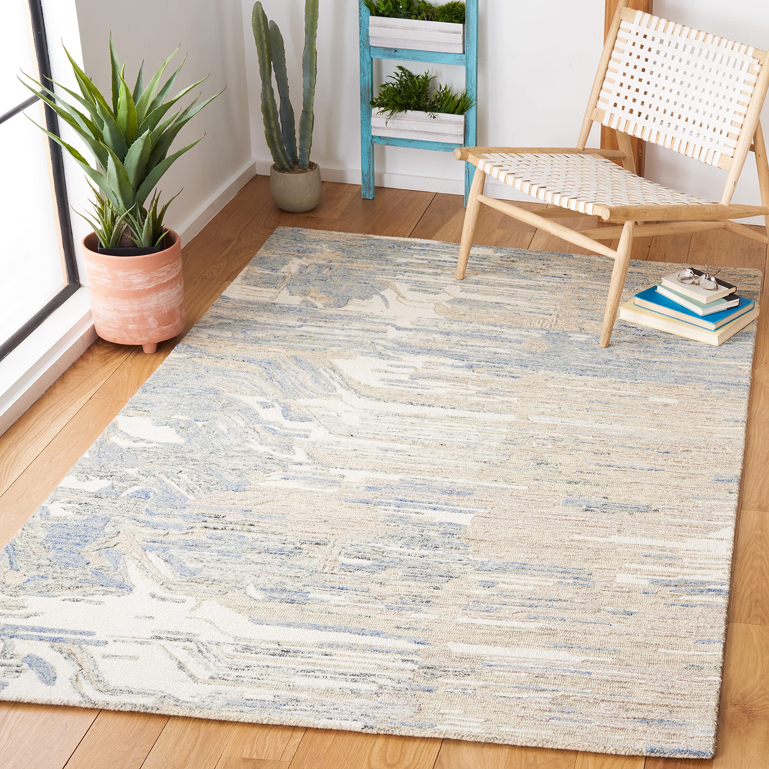 Safavieh Metro Collection 5' x 8' Ivory/Natural MET902A Handmade Premium Wool Area Rug for Living Room, Dining Room, Bedroom - Soft & Durable Floor Covering for Home Decor