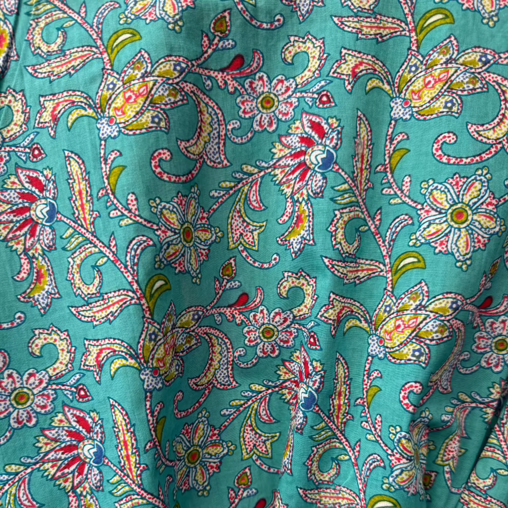 Short Cotton Botanical Robe in Teal Meadow - Soft & Breathable Loungewear for Women | Perfect for Spa Days, Relaxing at Home & Bridal Party Gifts