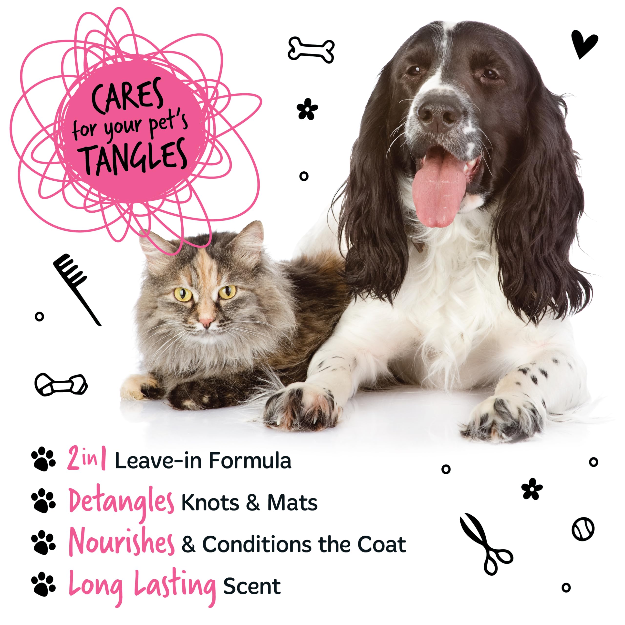 Bugalugs Pet Detangler Foam Comb - Leave-In Conditioner Spray for Dog Grooming, Detangling & Knot Removal with Wheat Protein (Baby Fresh Scent) - Perfect for Daily Coat Care & Professional Grooming Sessions