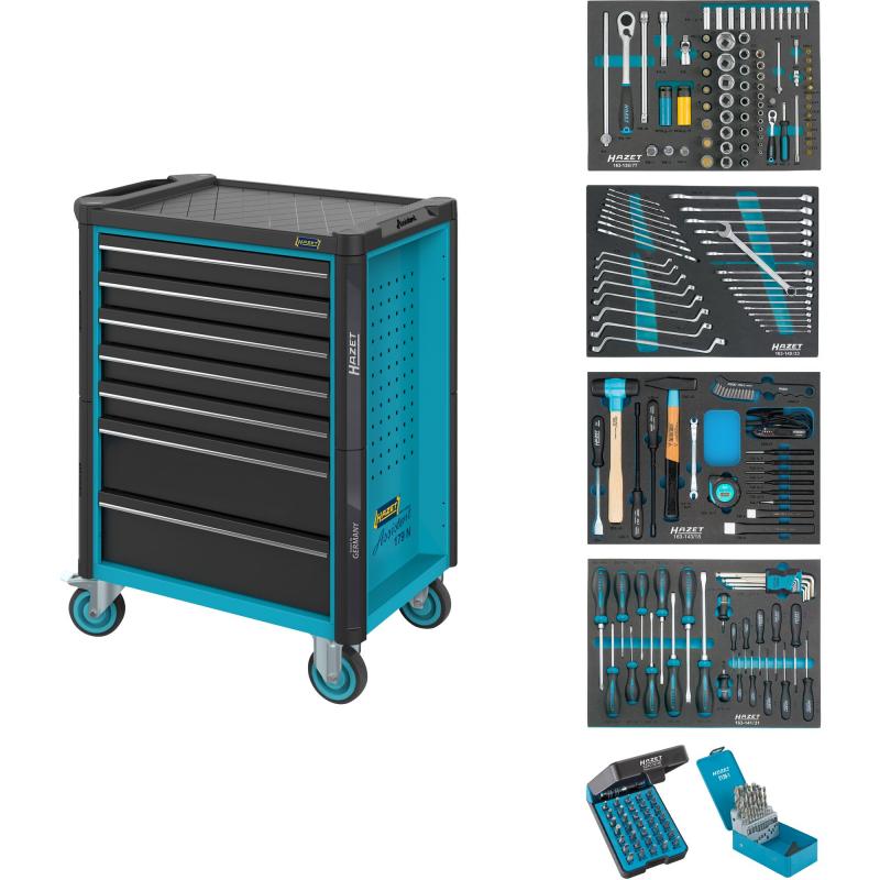 Hazet 179N 7/220 Professional Tool Trolley Assistant with 220 Tool Capacity - Perfect for Automotive Workshops & Industrial Tool Organization