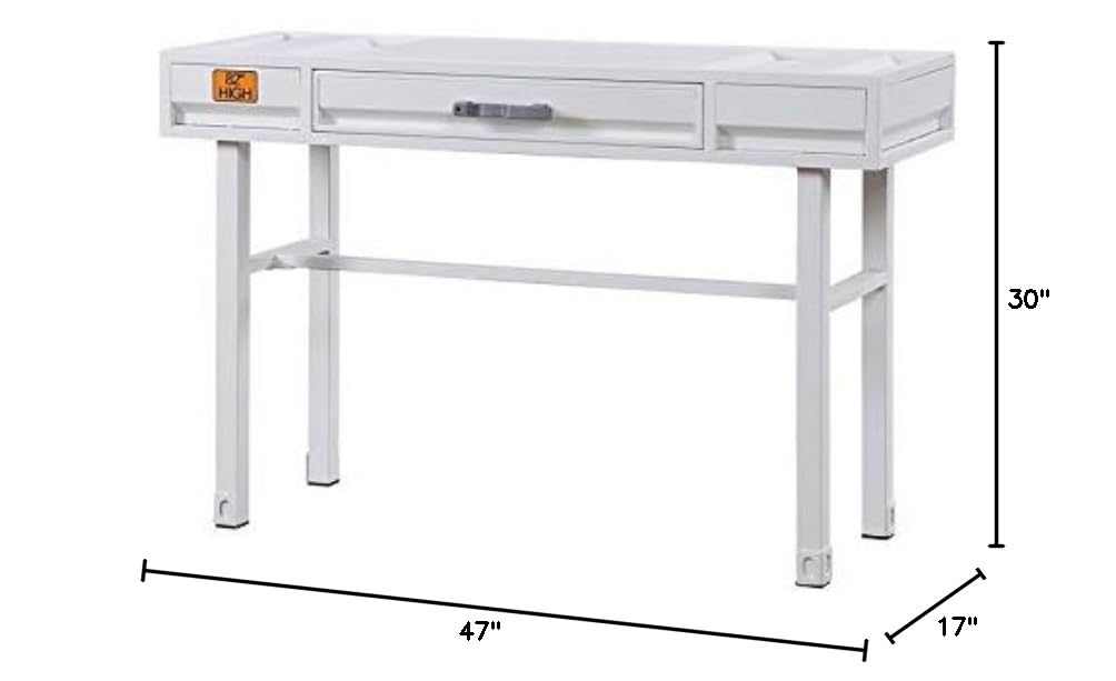 Acme White Cargo Vanity Desk with Mirror - Perfect for Bedroom Makeup & Dressing Table, Home Office, and Small Space Organization
