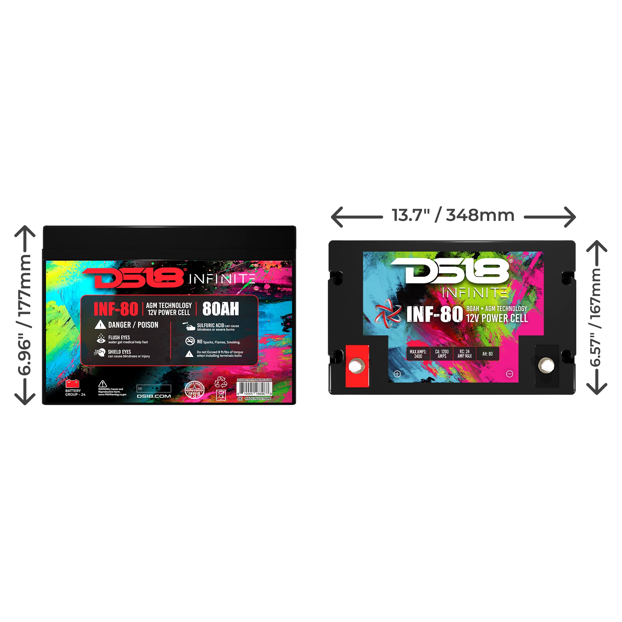 INF 80AH INFINITE 80AH 2300W AGM Deep Cycle Battery 12V - Perfect for Solar Power Systems, RVs, Marine & Off-Grid Applications