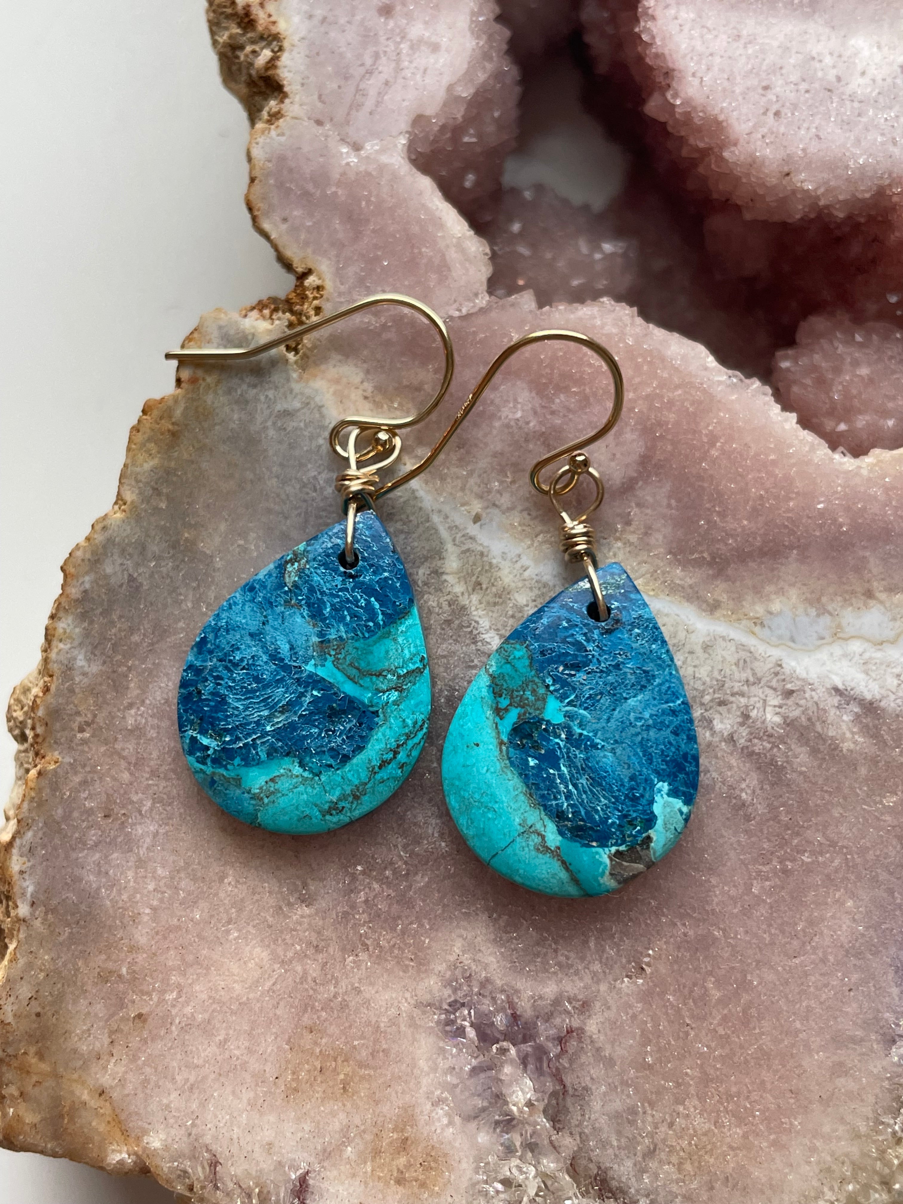 Shattuckite Gold Filled Earrings for Women - Handmade Boho Crystal Jewelry - Perfect for Gifts, Parties & Everyday Wear