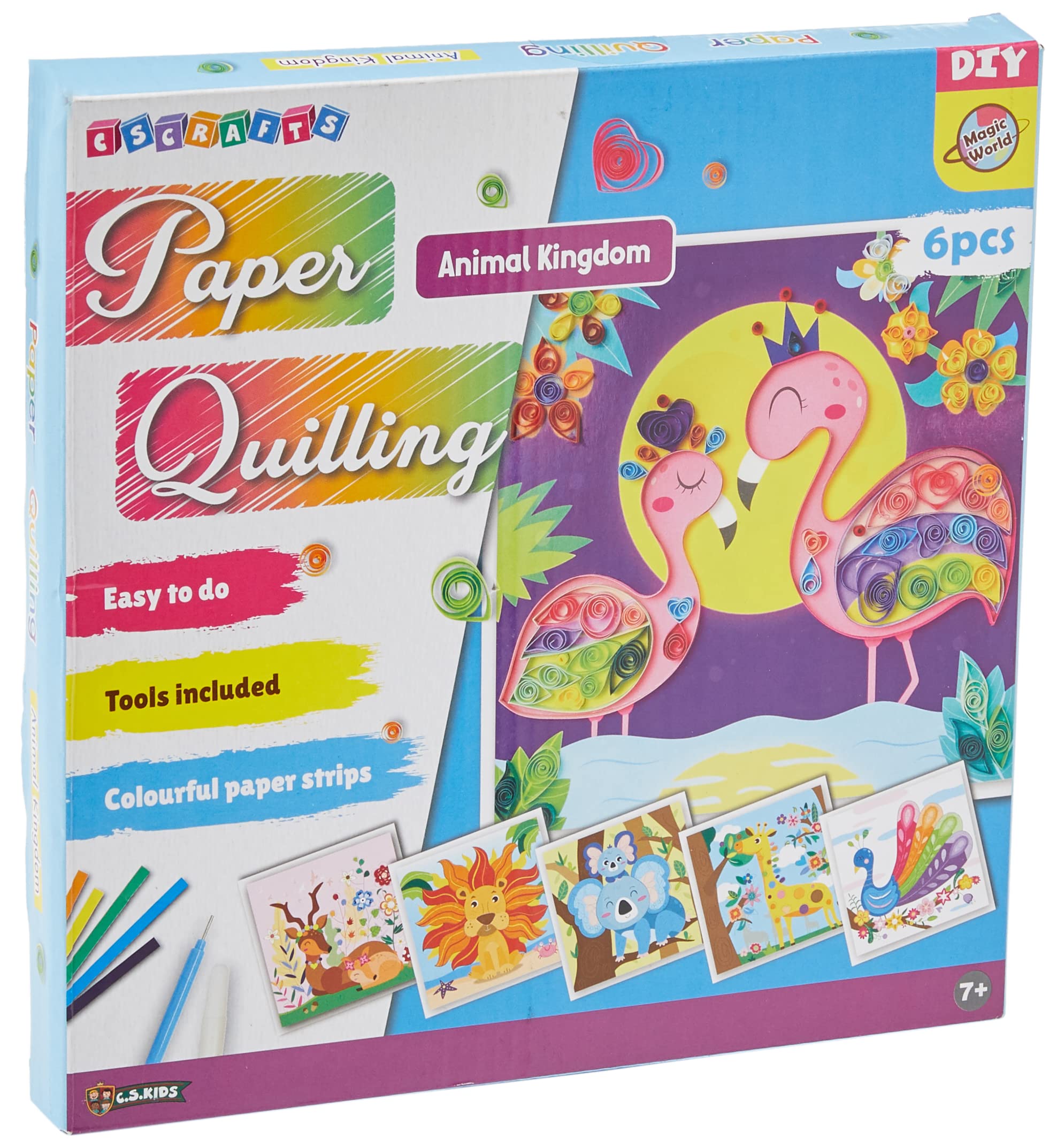 DIY Paper Quilling Kit for Kids - Animal Kingdom 3D Art Craft Set with Paper Strips & Tools | Creative Gift for Children's Art Projects, Birthday Party Activities & Classroom Learning