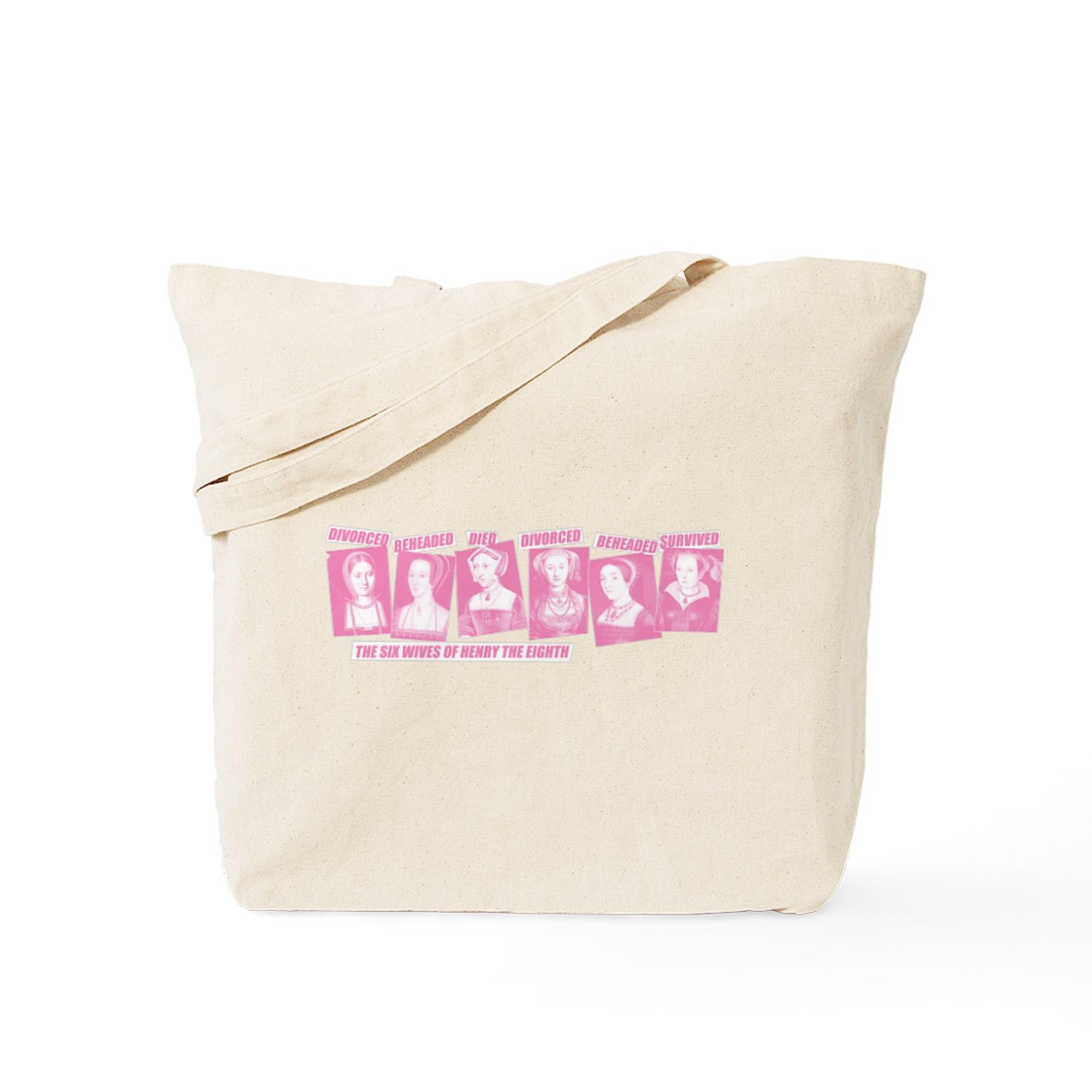 Divorced Beheaded Died Pink Tote Bag - Natural Canvas Reusable Shopping Bag for Women | Funny Historical Quote Tote | Perfect for Groceries, Beach, Work & School