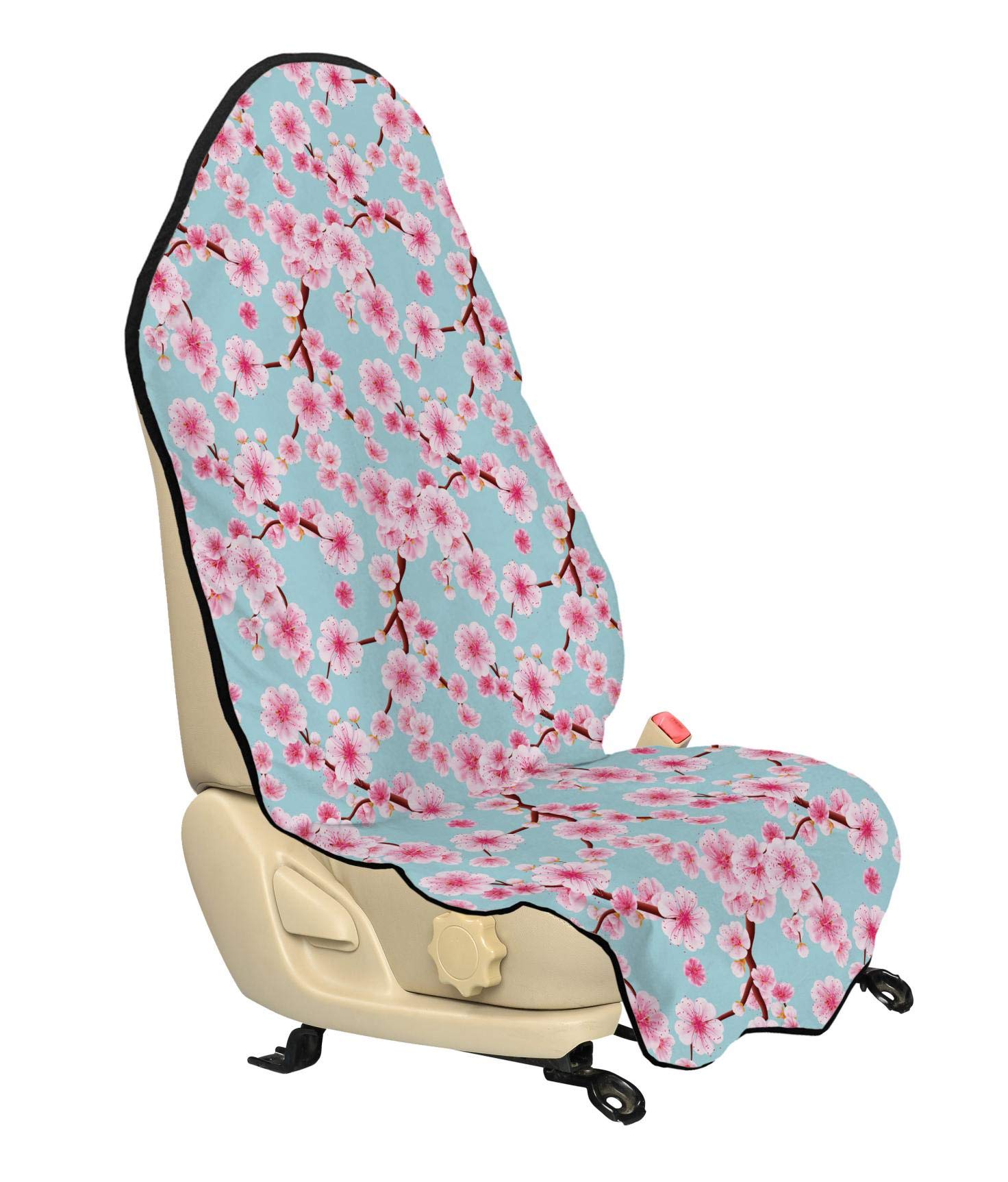 Ambesonne Cherry Blossom Car Seat Hoodie Cover - Pastel Floral Design, Non-Slip Backing, Universal Fit 30