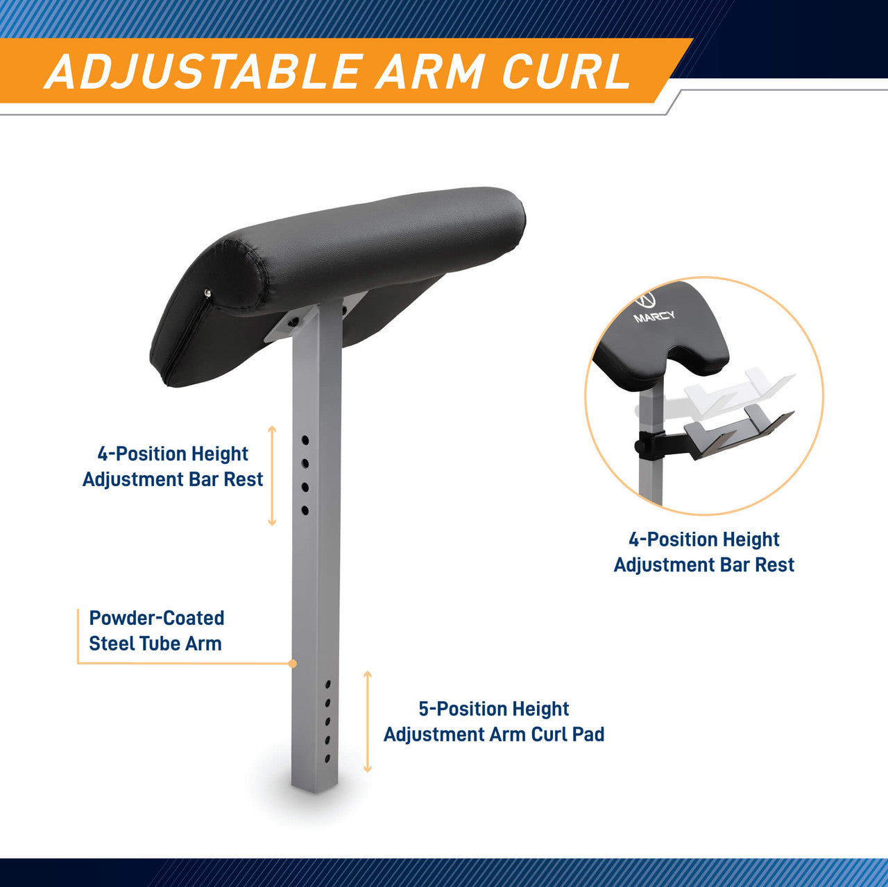 MWB 5511 & MWB 7096 Arm Curl Accessory - ACC 8215AC | Strength Training Equipment for Home Gym Workouts