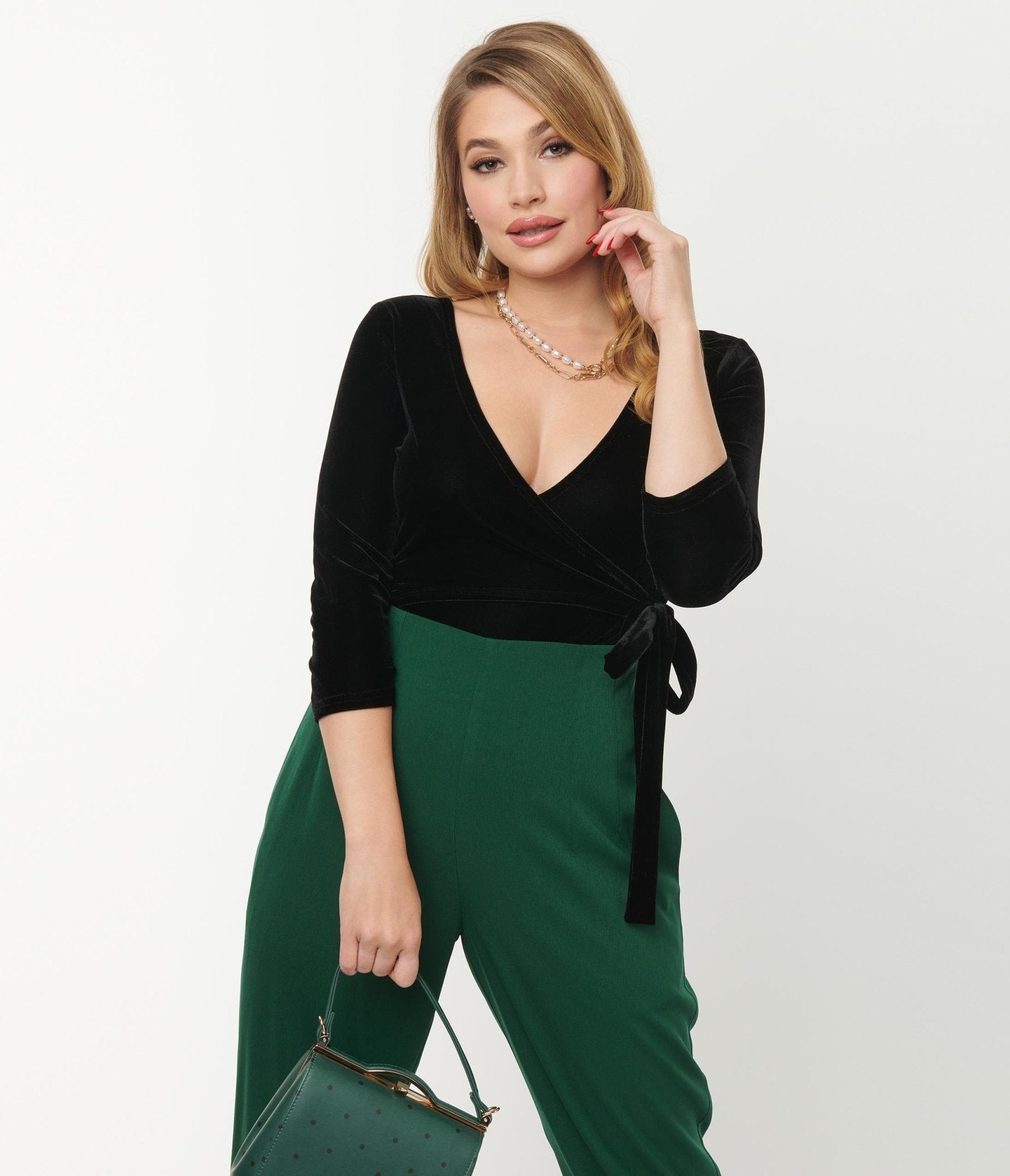 Unique Vintage 1970s Black Velvet Surplice Bodysuit | Retro 70s Style Jumpsuit for Women | Perfect for Halloween Costume, Themed Parties & Vintage Fashion Lovers