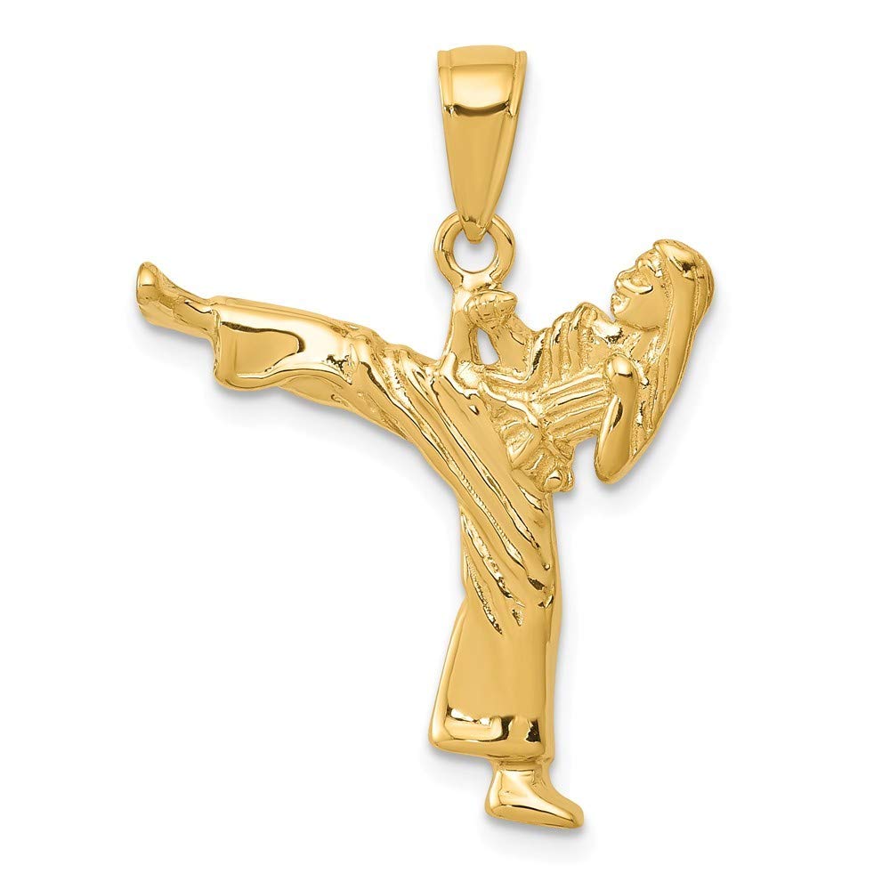 14K Yellow Gold Karate Girl Charm Pendant - Roy Rose Jewelry for Women & Girls - Perfect for Martial Arts Gifts, Sports Jewelry & Everyday Wear