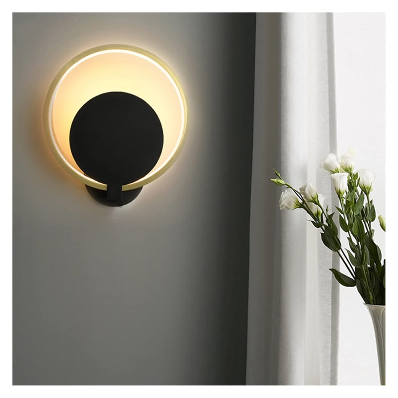 Modern Round LED Wall Lamp - Iron & Aluminum Wall Mount Light for Study, Living Room, Bedroom & Corridor | Energy-Efficient Indoor Lighting for Homes & Apartments | Perfect for Ambient, Task & Accent Lighting