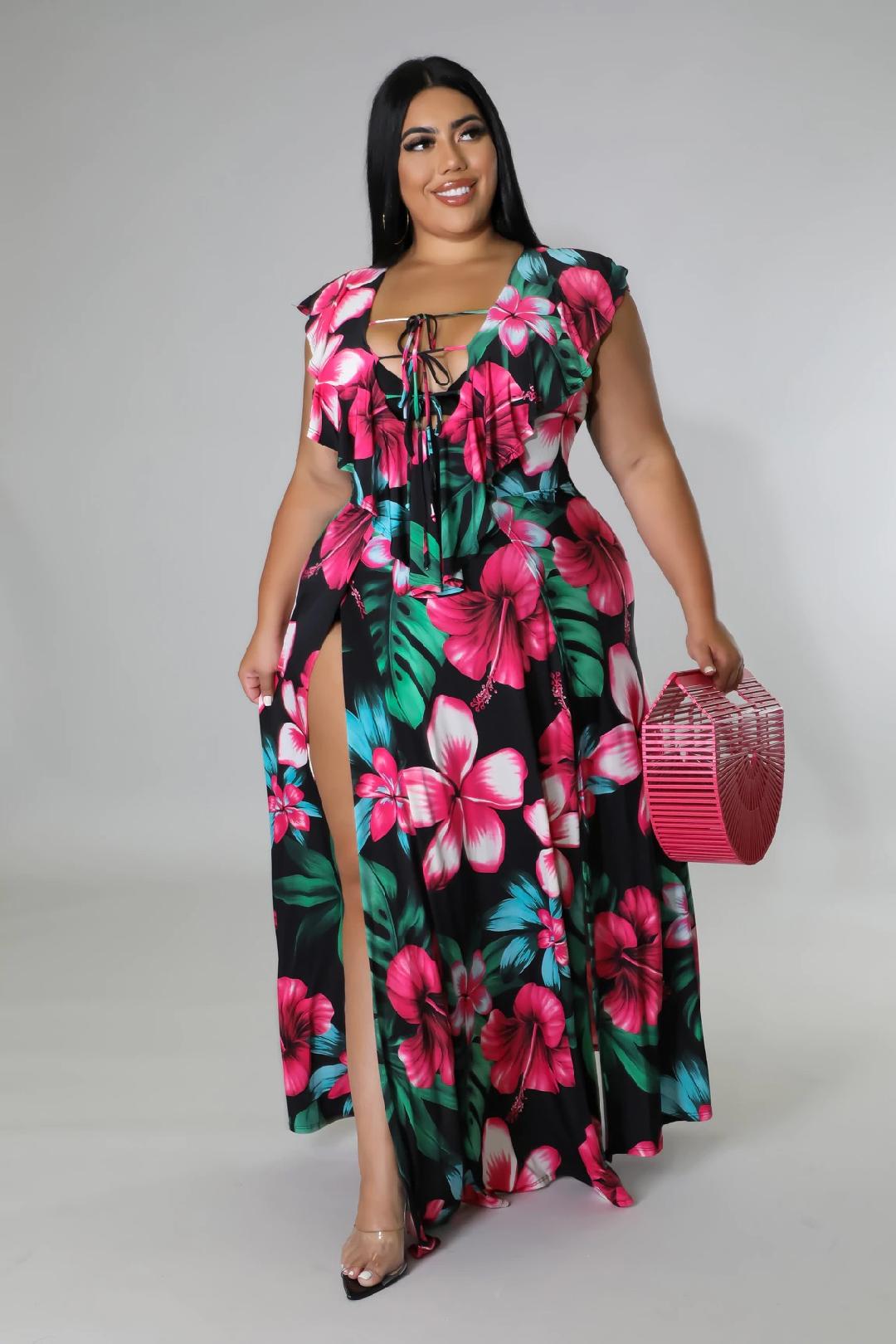 Diva Lilly Curve Dress for Women - Elegant Flowy Midi Dress for Parties, Weddings & Special Occasions
