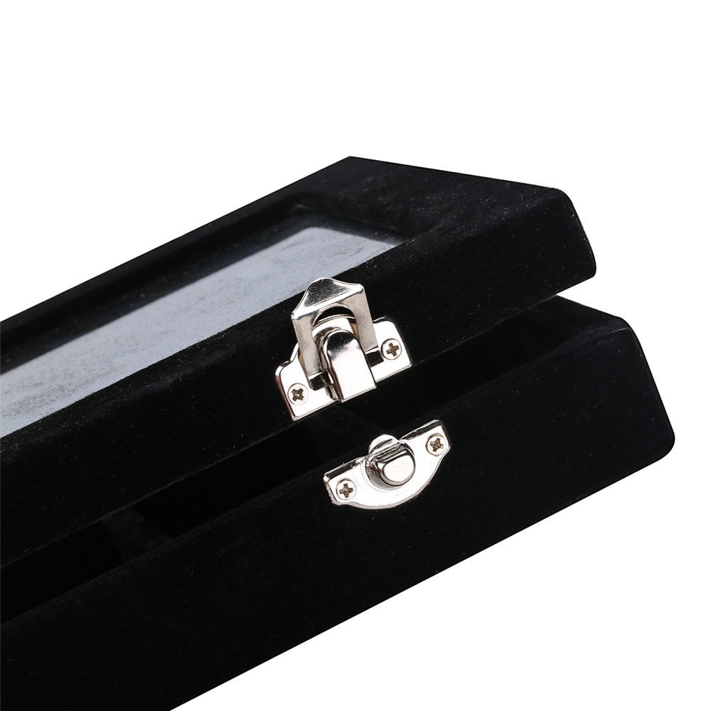 Velvet Jewelry Box for Rings & Earrings - Premium Glass Display Case with 2 Clasps - Perfect for Jewelry Storage, Organizer & Gift Packaging (Home, Retail Store, Wedding)