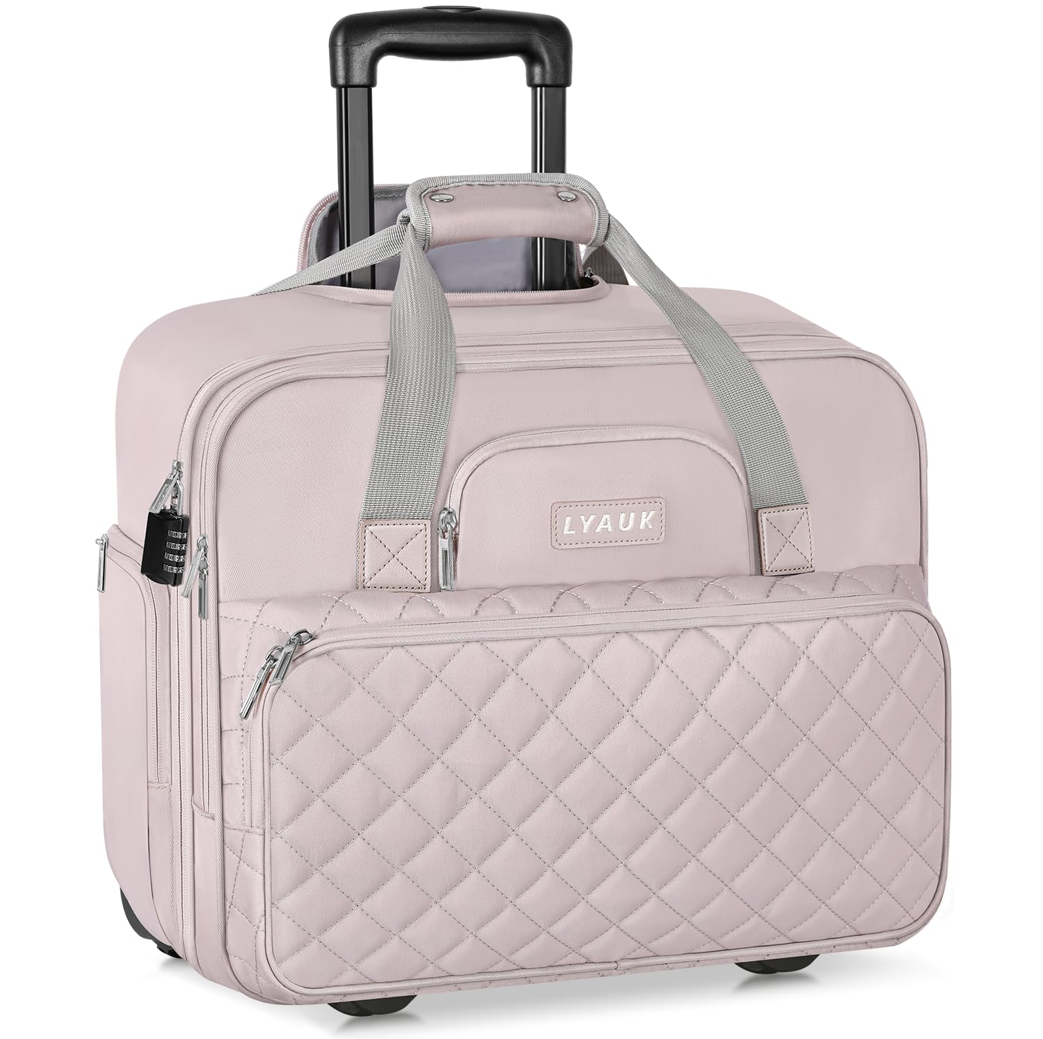 17.3 Inch Rolling Laptop Bag for Women - Anti Theft Water Resistant Rolling Briefcase with Wheels - Pink Carry On Computer Bag for Travel, Work & Business - Perfect for Airplane, Office Commute & Business Trips