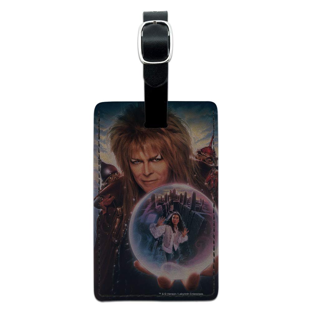 Labyrinth Crystal Ball Goblin King Leather Luggage Tag - Vintage Rectangle ID Card Holder for Travel Bags & Suitcases - Perfect for Cosplay, Movie Fans, and Fantasy Lovers