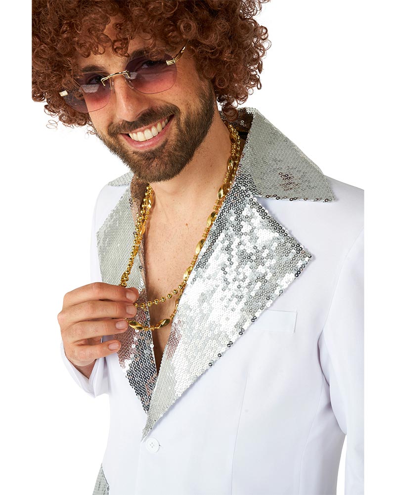 Vintage 70s Disco White Men's Suit - Retro Costume for Halloween, Theme Parties & Dance Events - Classic 3-Piece Suit with Wide Lapels & Flared Pants