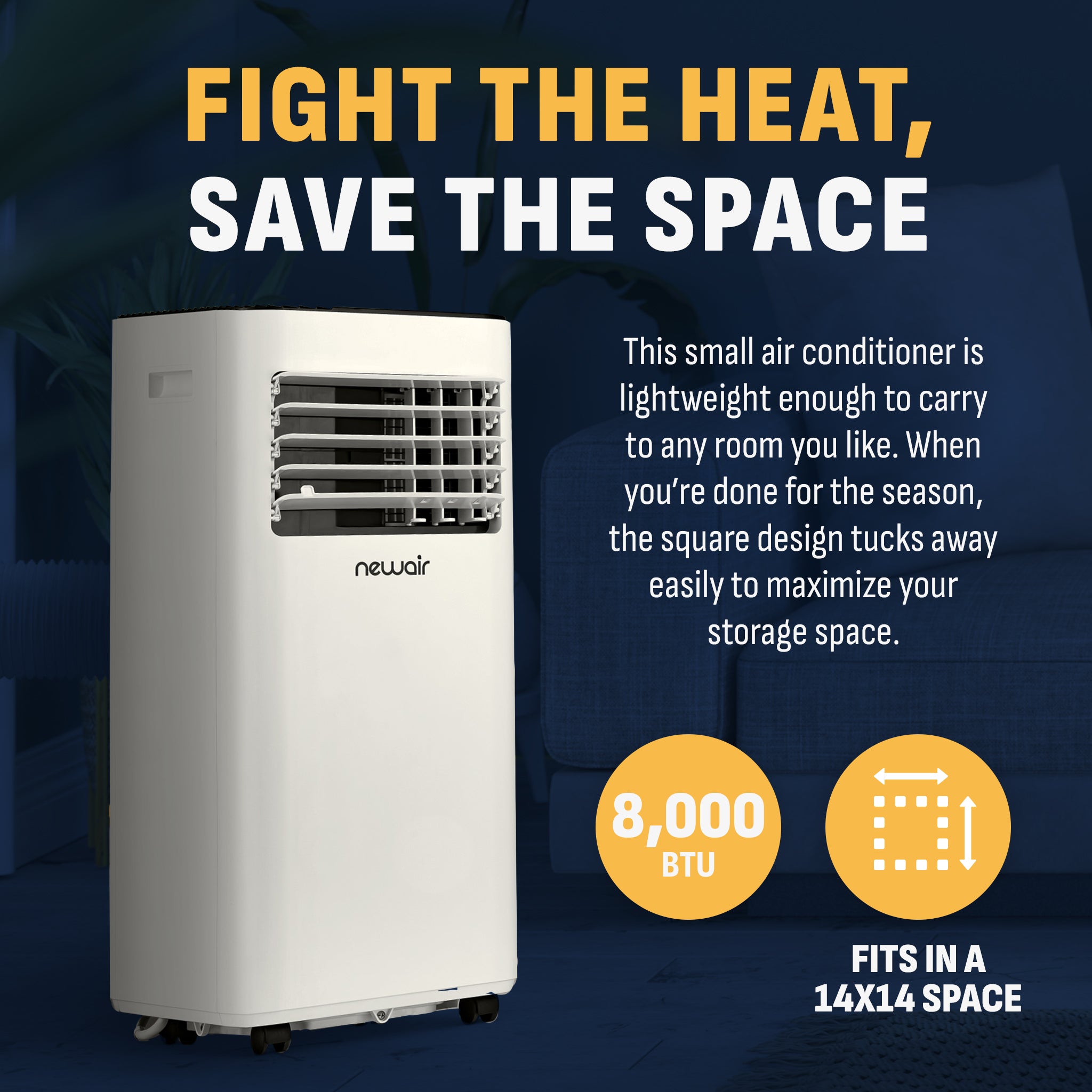 Newair® 8,000 BTU Portable Compact Air Conditioner - Cooling for Small Rooms, Bedrooms & Offices | Energy Efficient & Easy Installation