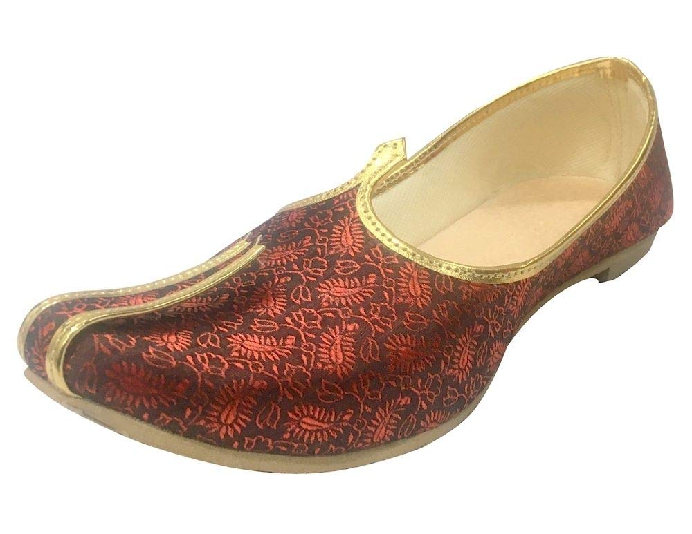 Step n Style Men's Mehroon Sherwani Jutti Wedding Shoes | Traditional Indian Ethnic Mojari Juti for Men | Perfect for Weddings, Festivals & Cultural Events