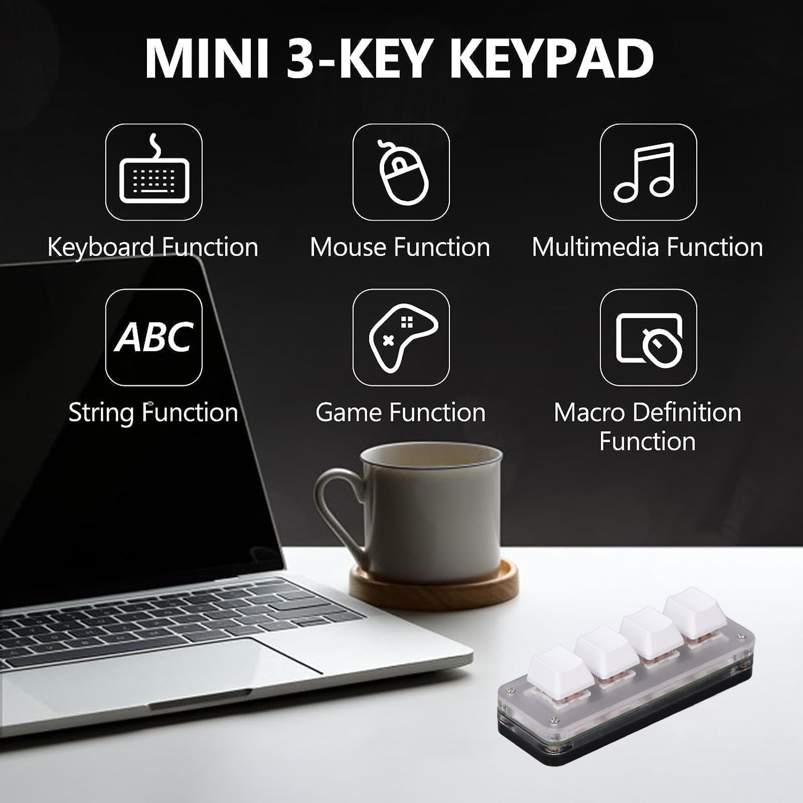 Ouitble 4-Key Mechanical Gaming Keyboard with Dustproof Red Switches, RGB Backlight & 5V 1A - Perfect for Industrial Control, PC Gaming & Office Work
