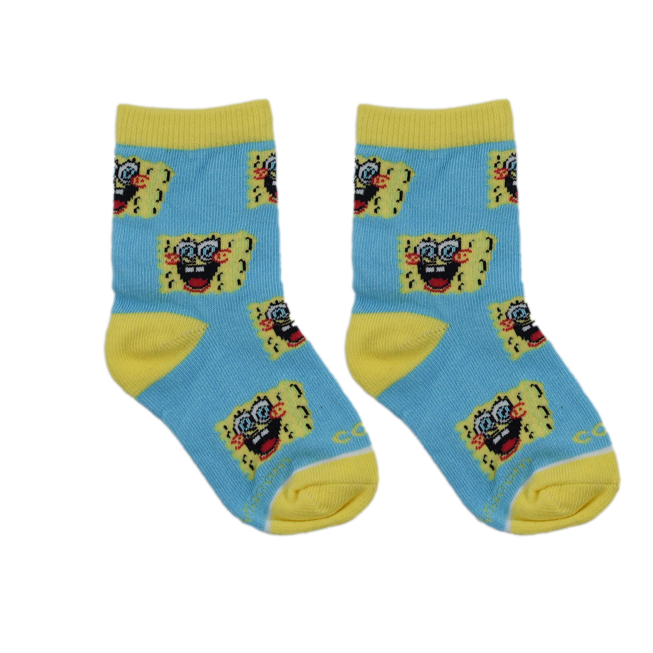 Spongebob Squarepants Kids Crew Socks - Nickelodeon 90s Cartoon Character Socks for Boys & Girls - Fun School & Play Outfit Accessories