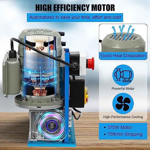 GARVEE 370W Electric Wire Stripping Machine - 0.06-1.5 Inch Adjustable, 10 Blades for Copper & Aluminum Wires | Perfect for Electricians, DIY Projects & Home Renovations