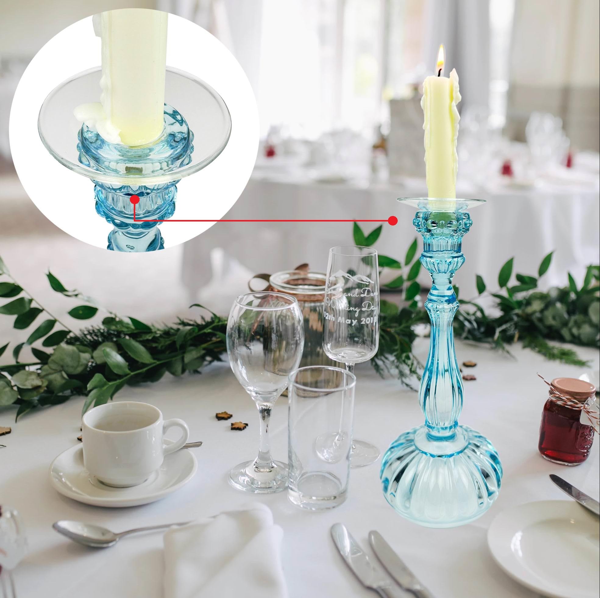 4 Pieces Bent Glass Candle Bobeches - Taper Candle Wax Catcher Rings for Candlestick Holders (Round) - Perfect for Weddings, Dining Tables & Home Decor