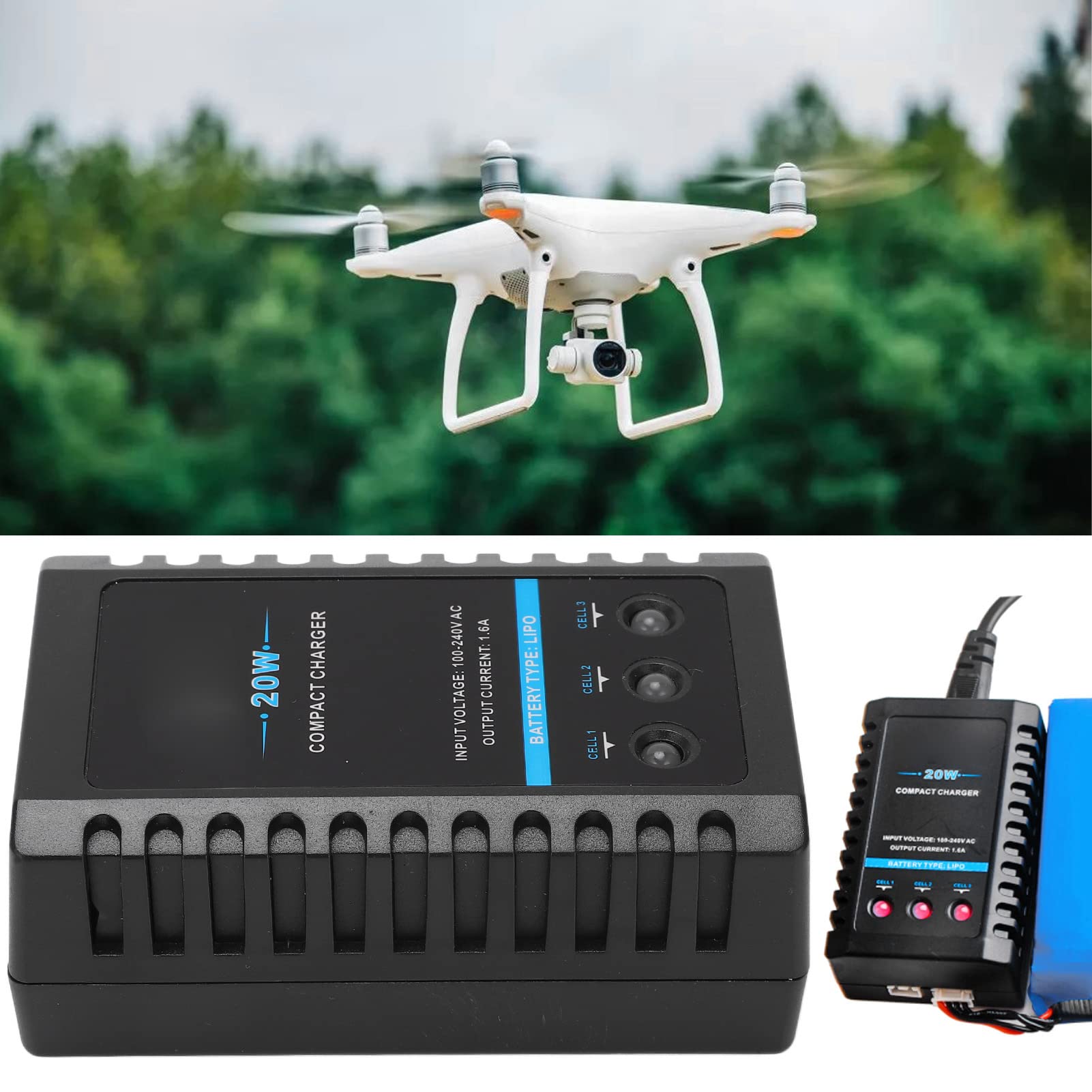 B3 Balance Charger 20W - Fast Charging with Auto Power Off, Long Life 3S Battery Charger for RC Drones, Toys, and Electronics - Perfect for Home, Travel & Outdoor Use