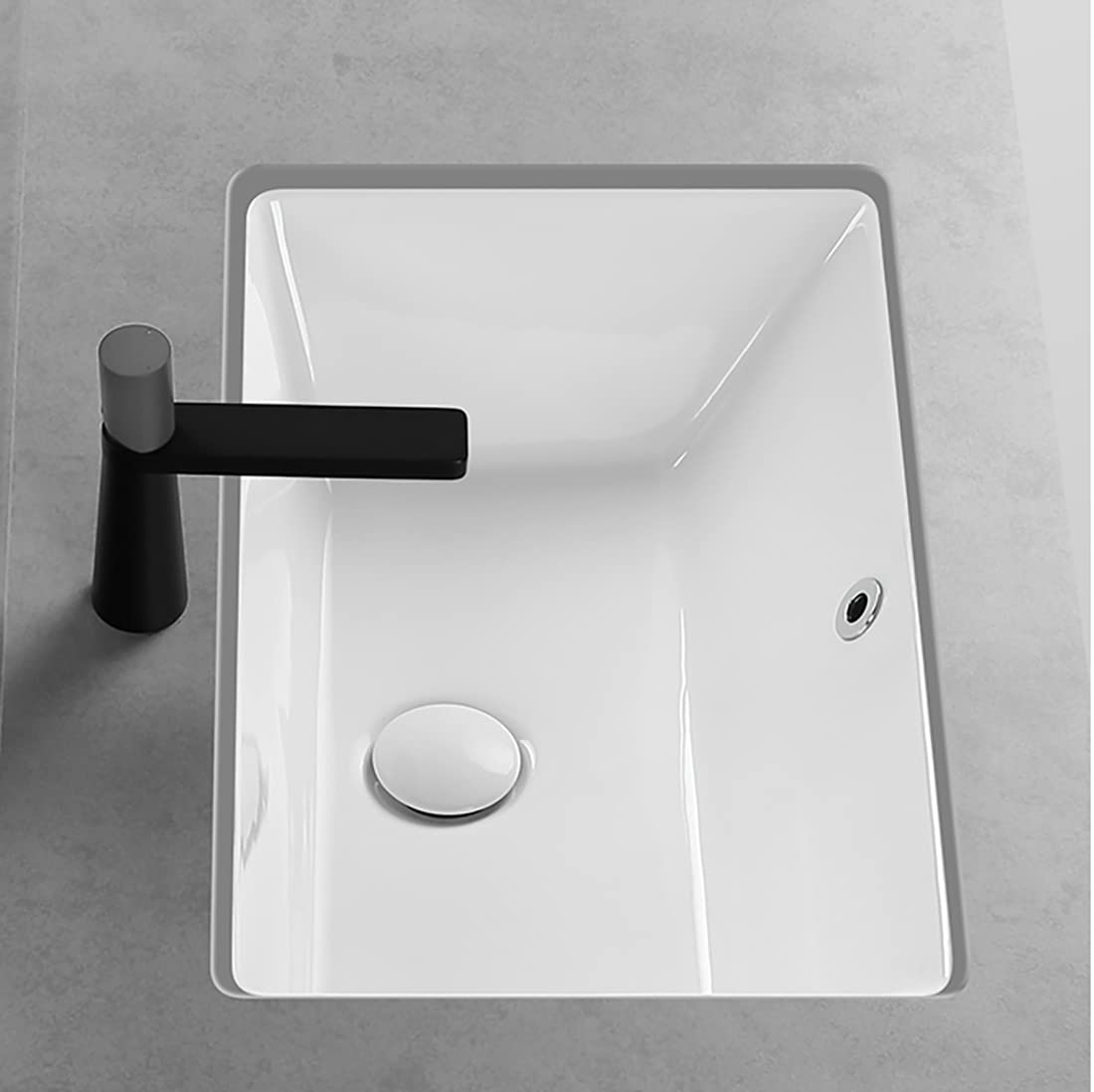 SouNor 21-inch White Ceramic Undermount Bathroom Sink with Overflow - Durable Rectangular Vanity Basin for Easy Installation in Kitchen & Bathroom | Perfect for Modern Home Renovation and Space-Saving Designs