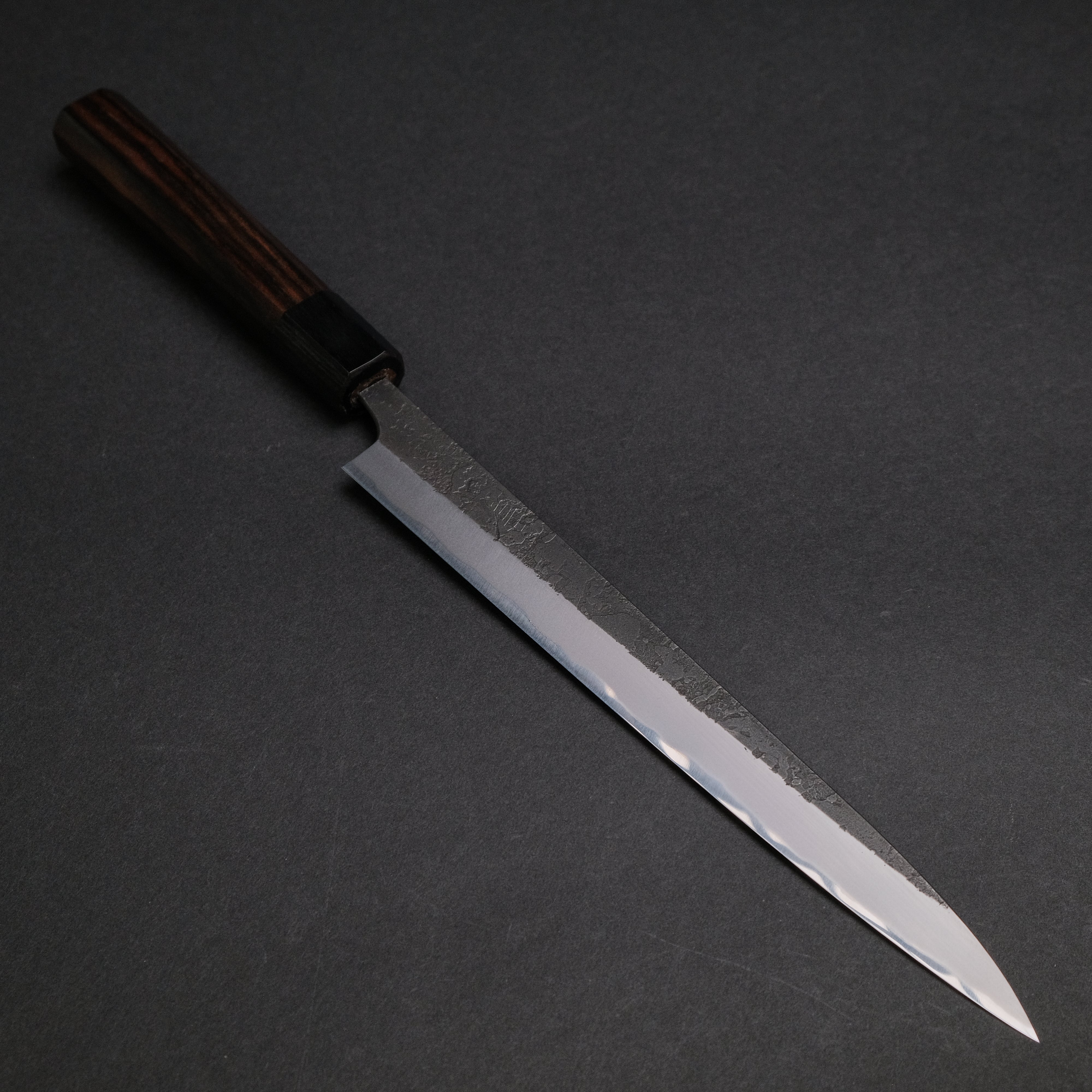 Akifusa Wakui Kurouchi Nashiji Blue #2 Sujihiki 210mm Japanese Chef Knife with Ebony Handle - Premium Slicing Knife for Sushi, Meat & Fish - Professional Kitchen & Home Cooking Essential (Discounted)