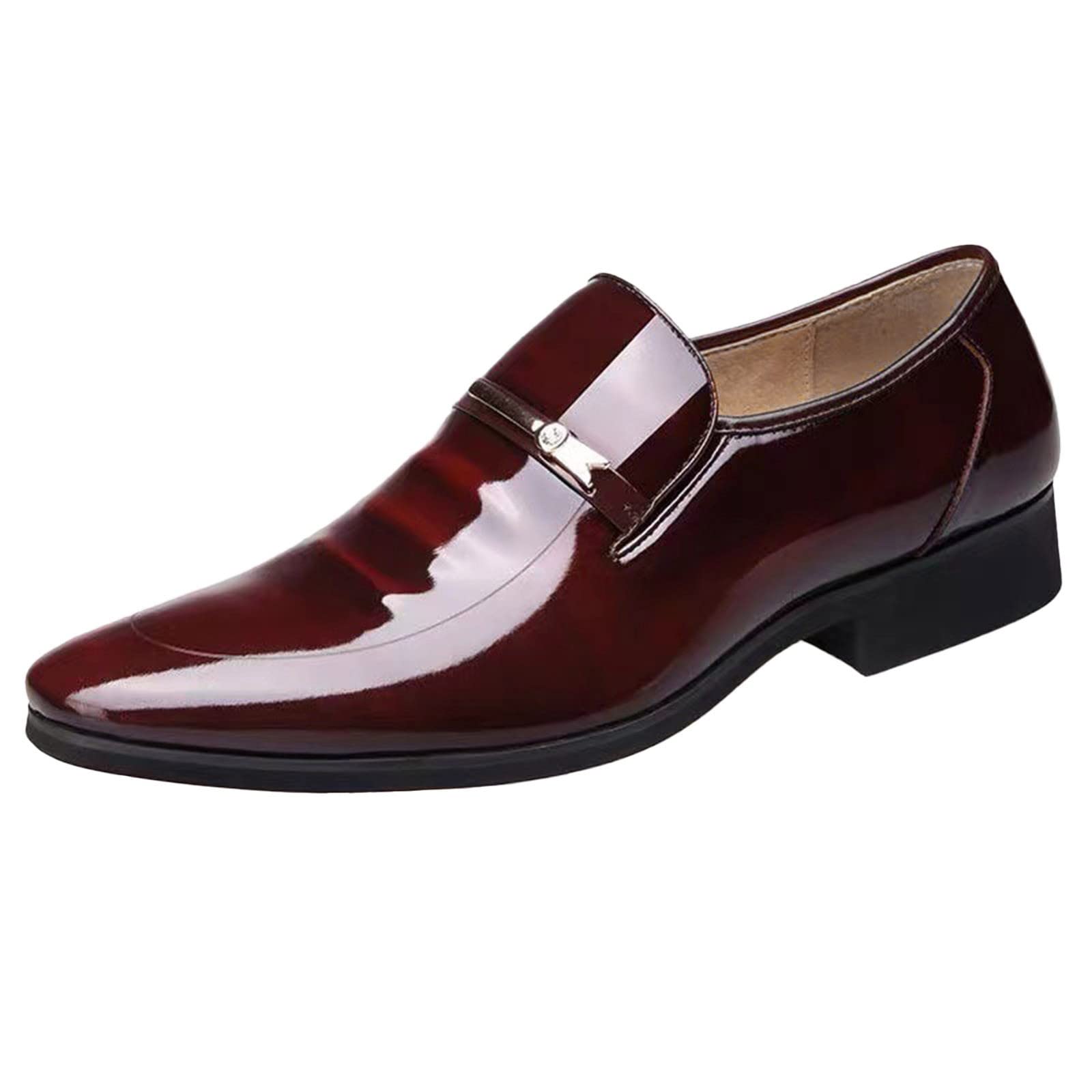 Men's Classic Leather Dress Shoes with Metal Strip Decoration - Business Formal Shoes for Office & Wedding - White