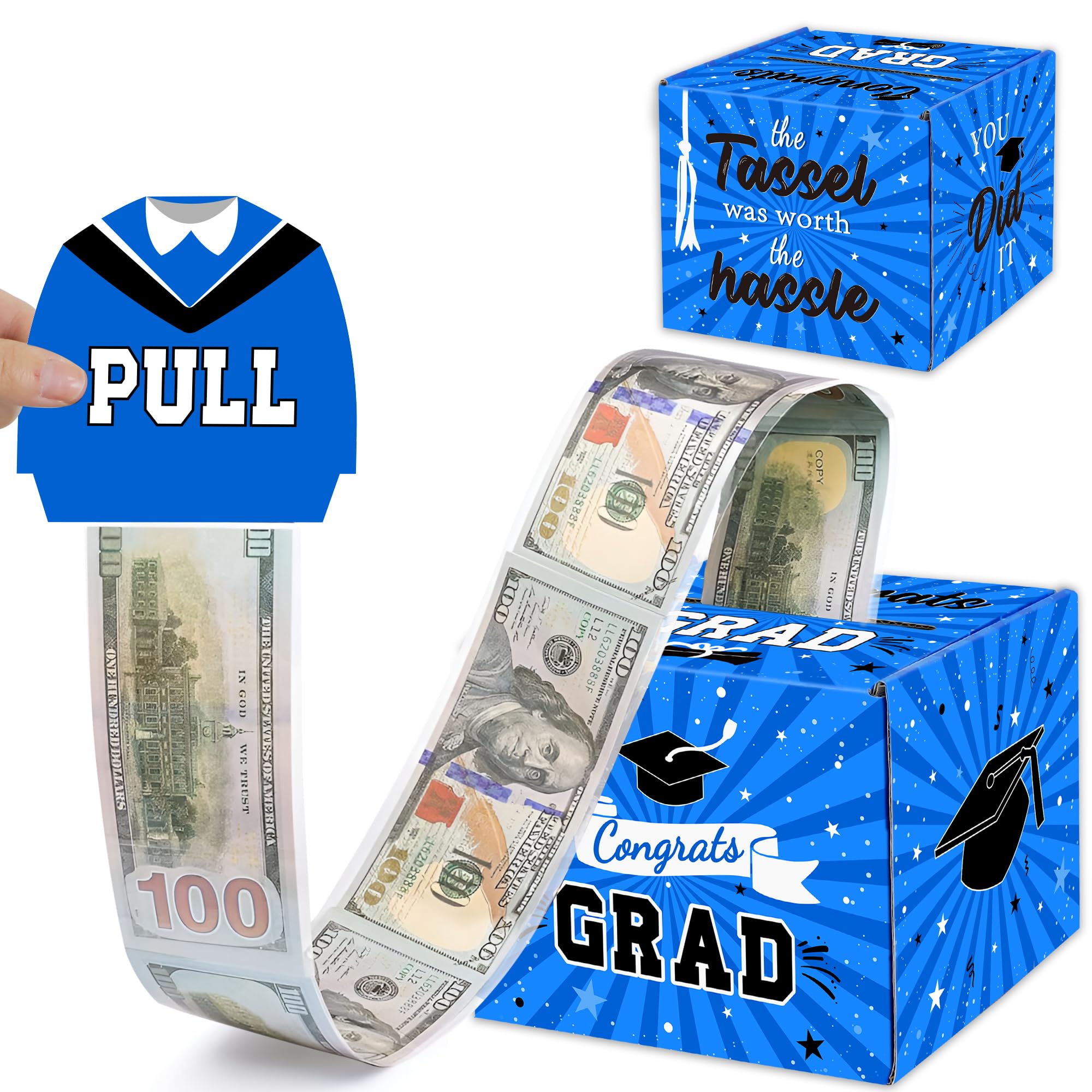 2024 Graduation Money Gift Box - Cash Present for High School & College Grads - Class of 2024 Party Supplies (Blue) - Perfect Graduation Gift for Him or Her - Great for Preschool to College Graduation Celebrations