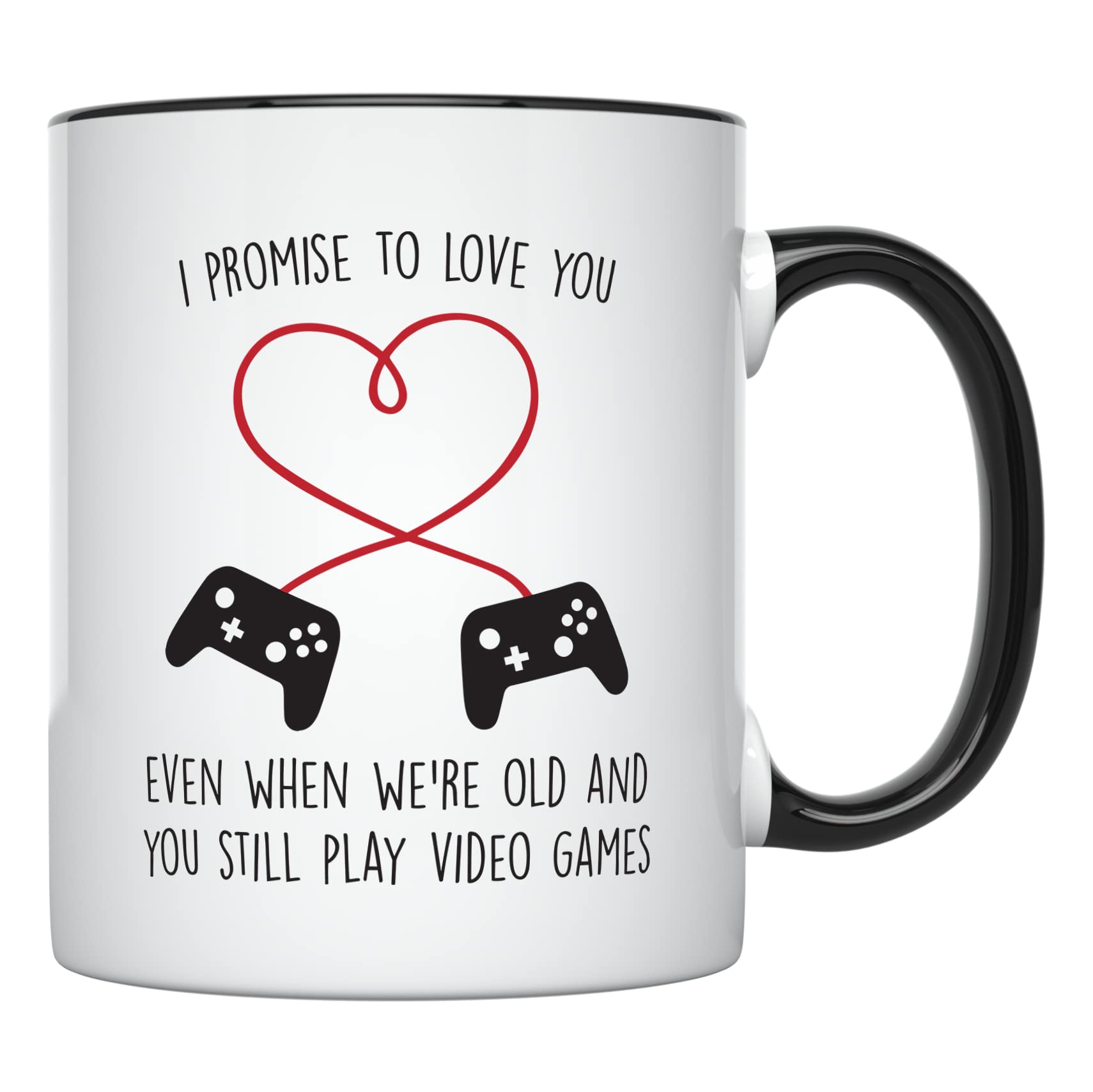 YouNique Designs 11oz Black Handle Gaming Coffee Mug - Insulated Travel Mug for PC Gamers, Perfect Gamer Gift for Men & Boyfriends - Great for Home, Office & Gaming Setup Accessories